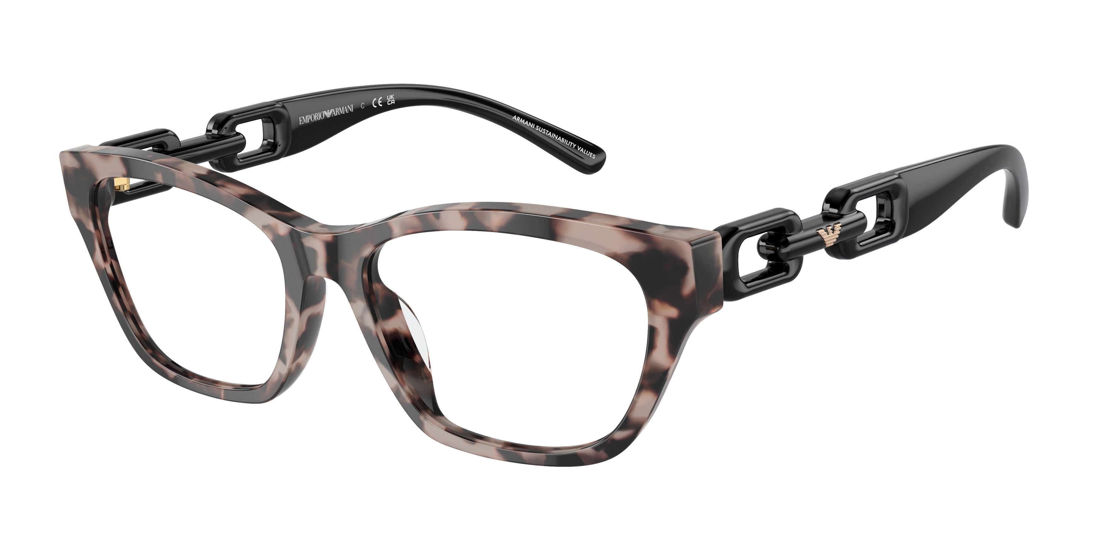 Emporio Armani EA3223U Cat Eye Eyeglasses  5410-Shiny Pink Havana 52-140-17 - Color Map Pink