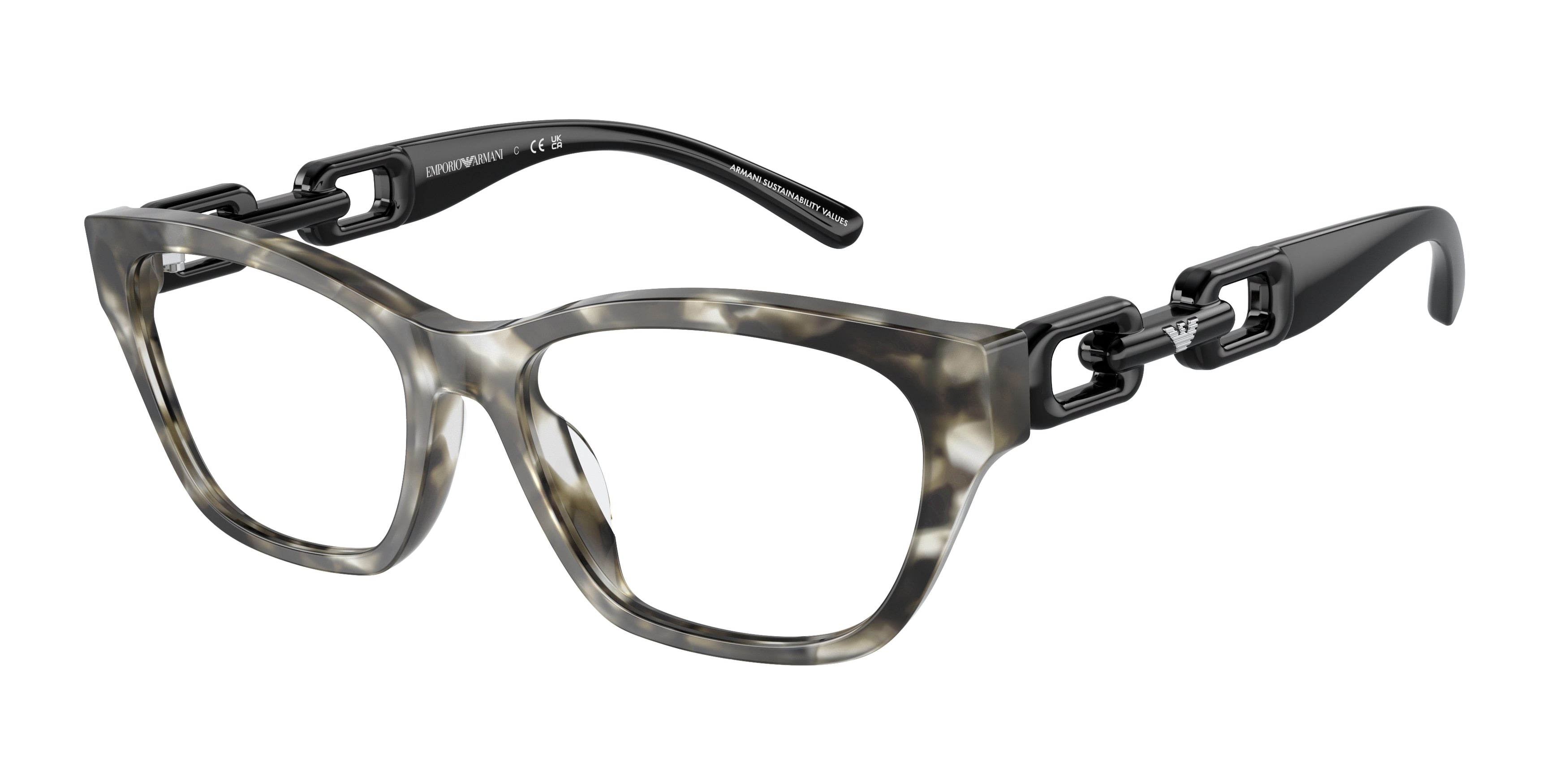 Emporio Armani EA3223U Cat Eye Eyeglasses  5678-Shiny Grey Havana 54-140-17 - Color Map Grey