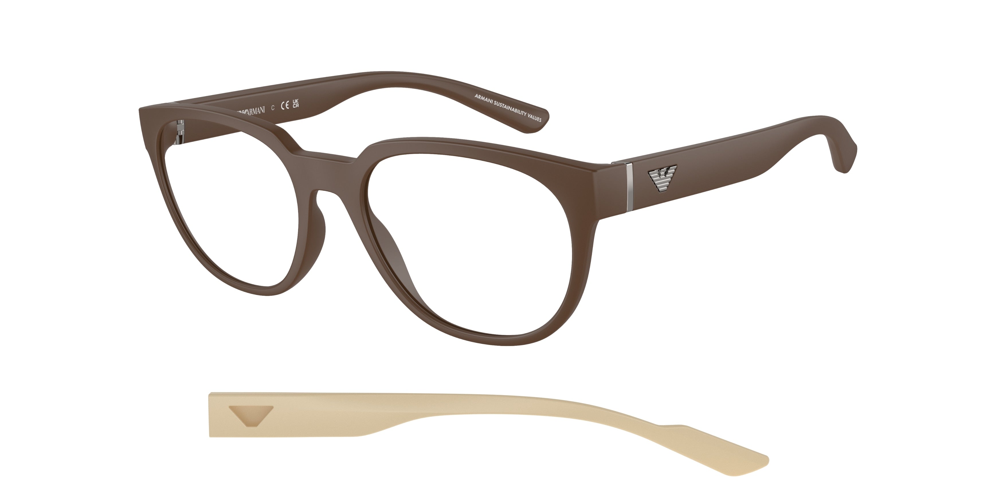 Emporio Armani EA3224F Phantos Eyeglasses  5260-Matte Brown 54-145-19 - Color Map Brown