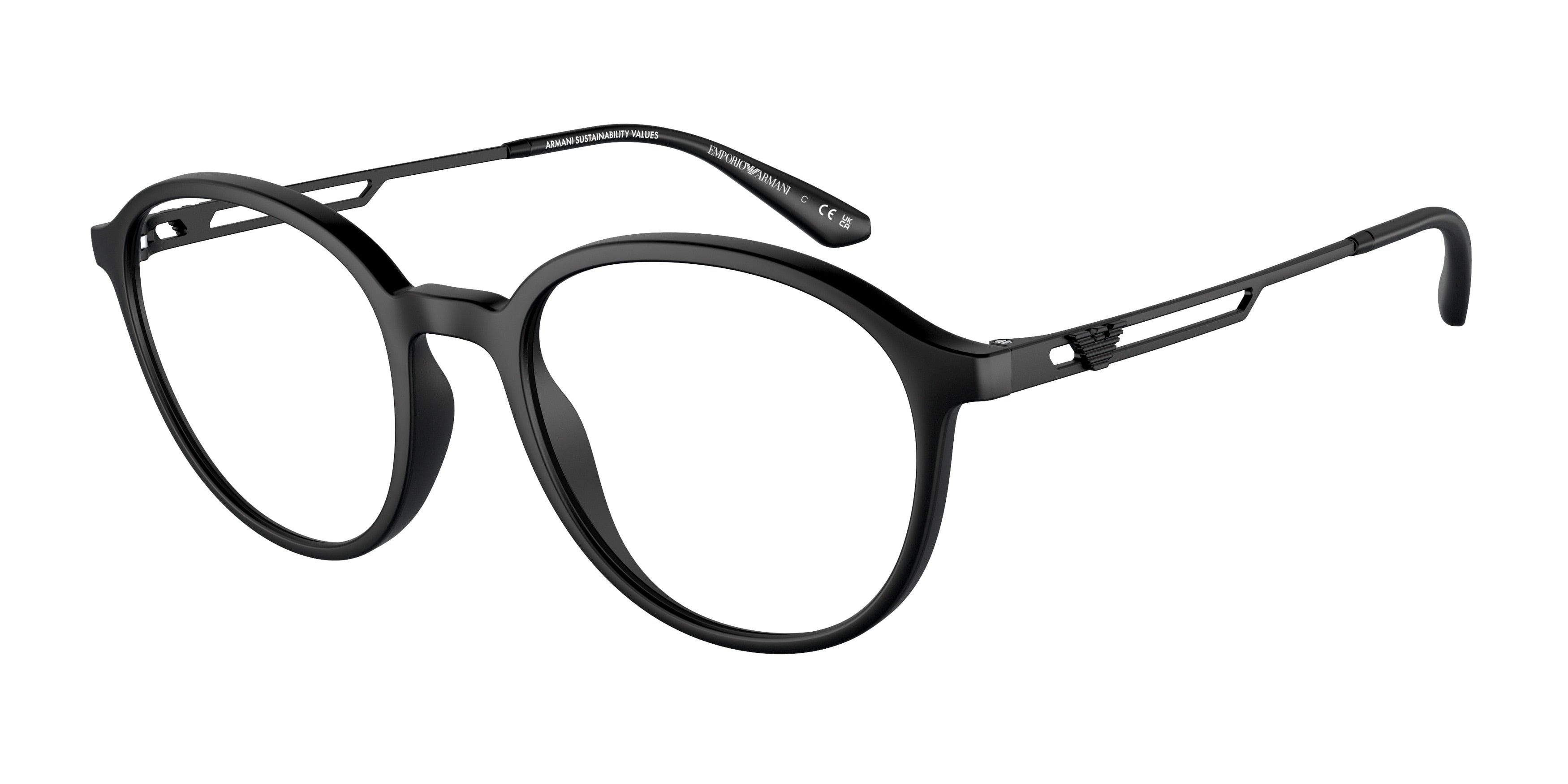 Emporio Armani EA3225 Phantos Eyeglasses  5001-Matte Black 52-145-20 - Color Map Black