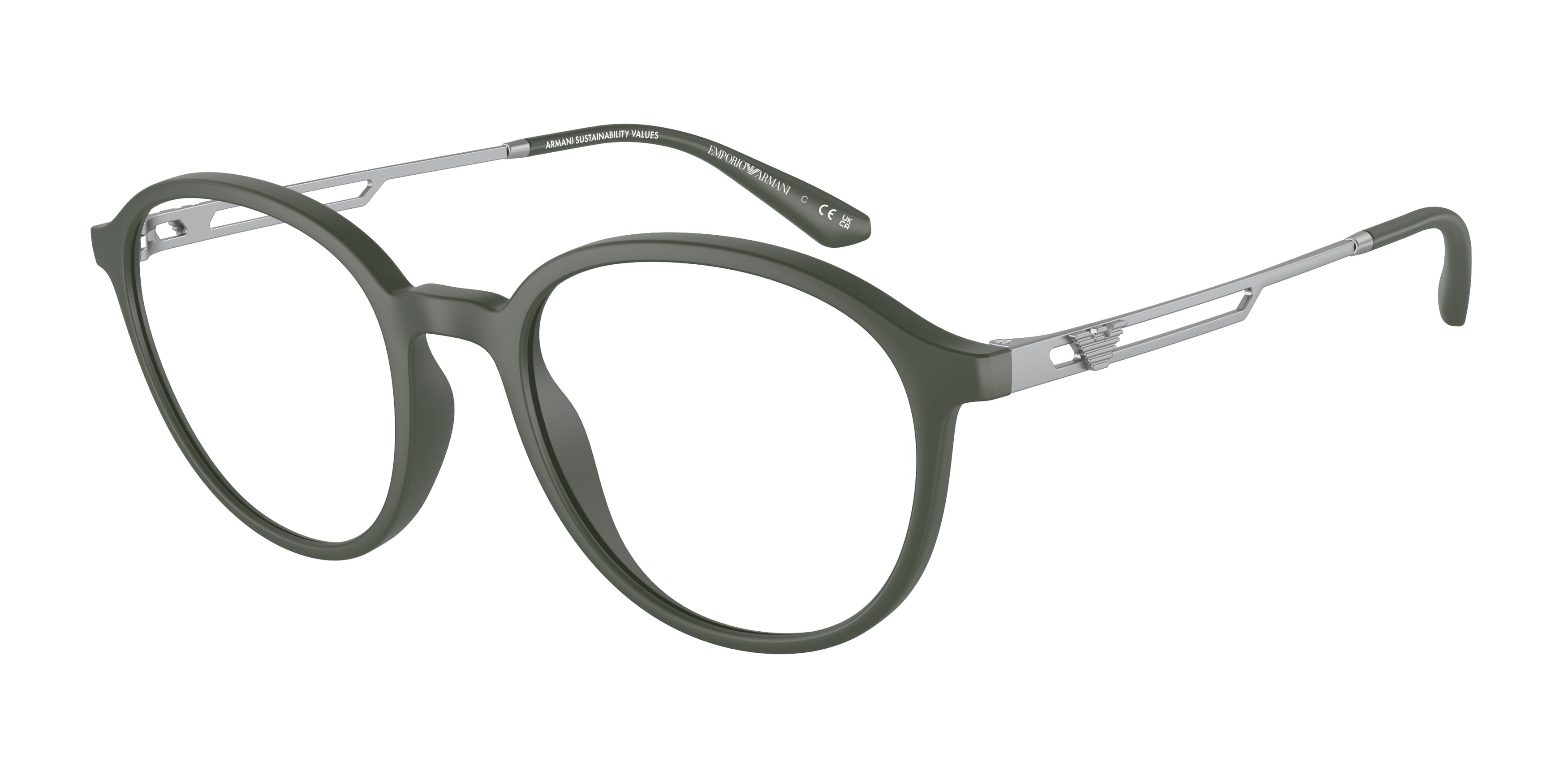 Emporio Armani EA3225 Phantos Eyeglasses  5058-Matte Green 52-145-20 - Color Map Green