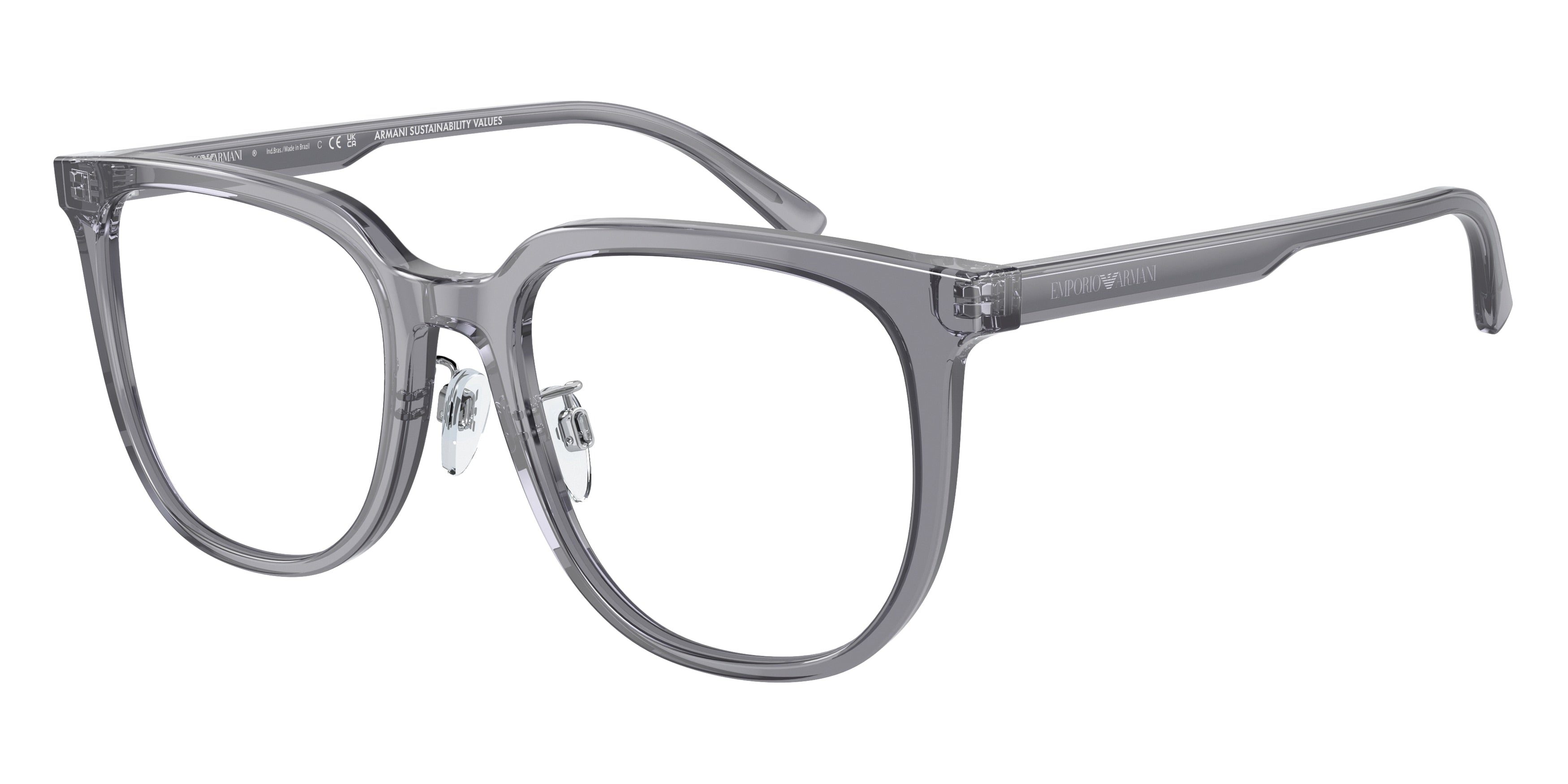 Emporio Armani EA3226D Pillow Eyeglasses  5029-Shiny Transparent Grey 54-145-19 - Color Map Grey