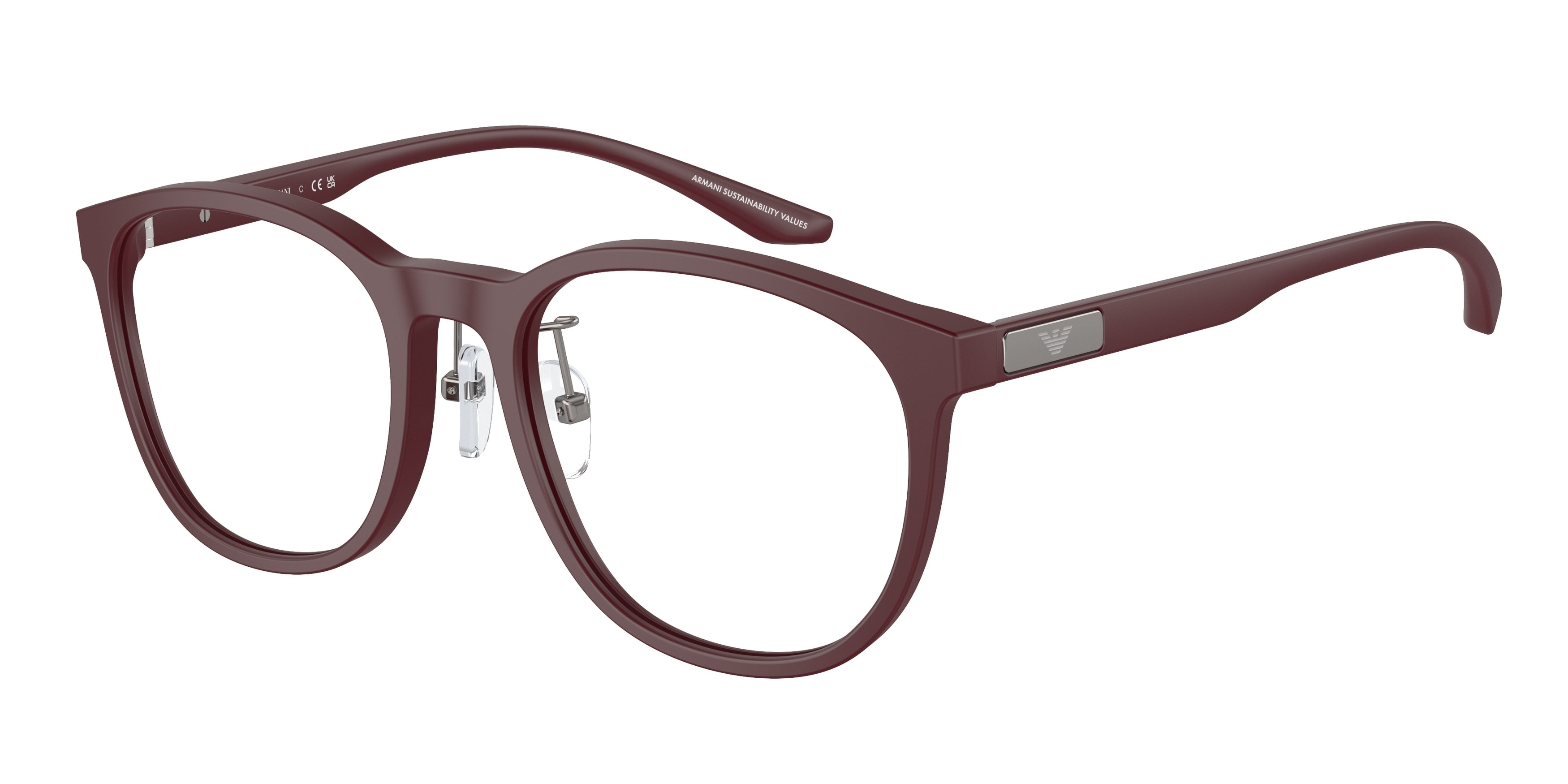 Emporio Armani EA3229F Phantos Eyeglasses  5261-Matte Bordeaux 53-145-19 - Color Map Red