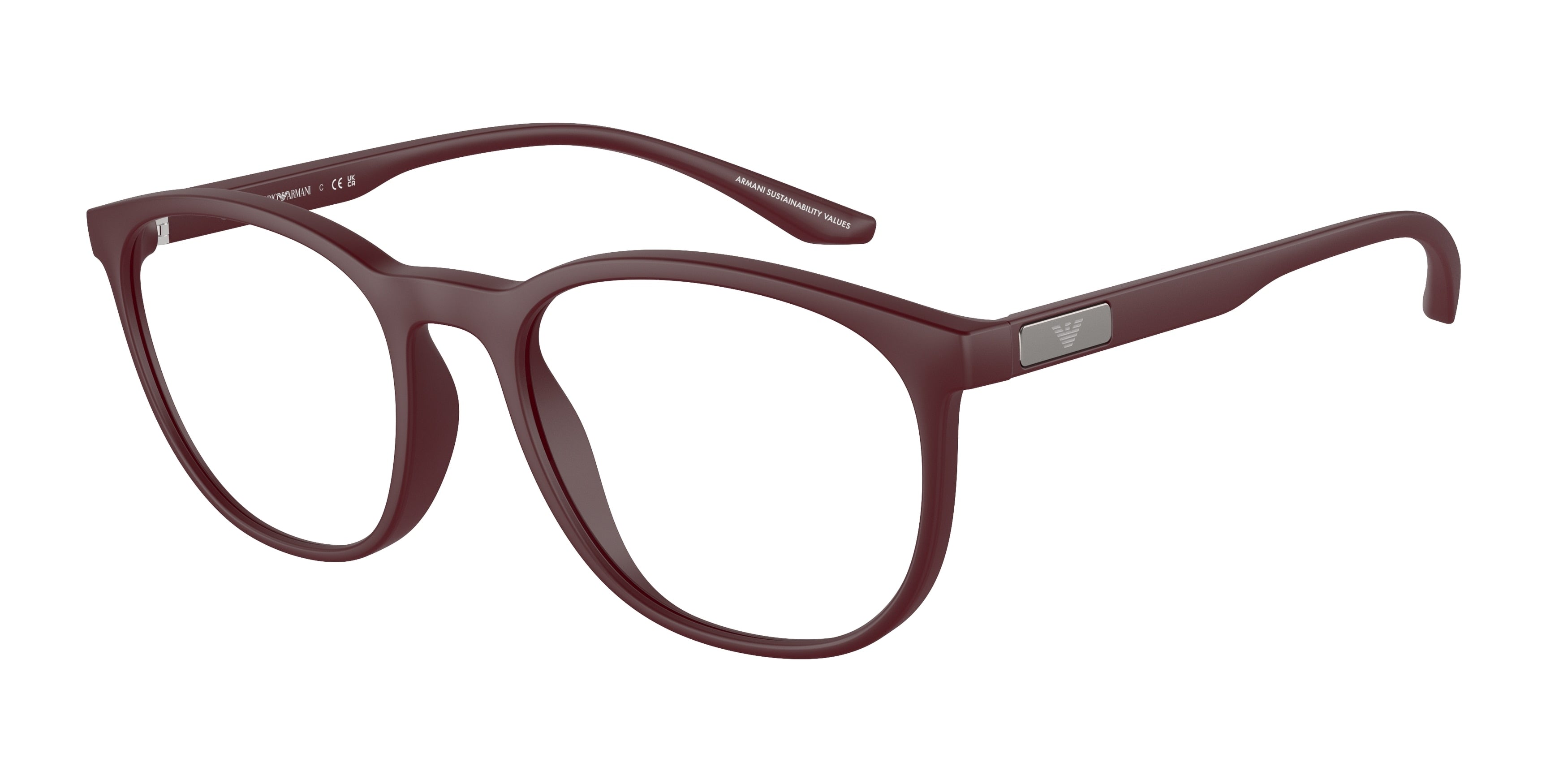 Emporio Armani EA3229 Phantos Eyeglasses  5261-Matte Bordeaux 53-145-19 - Color Map Red