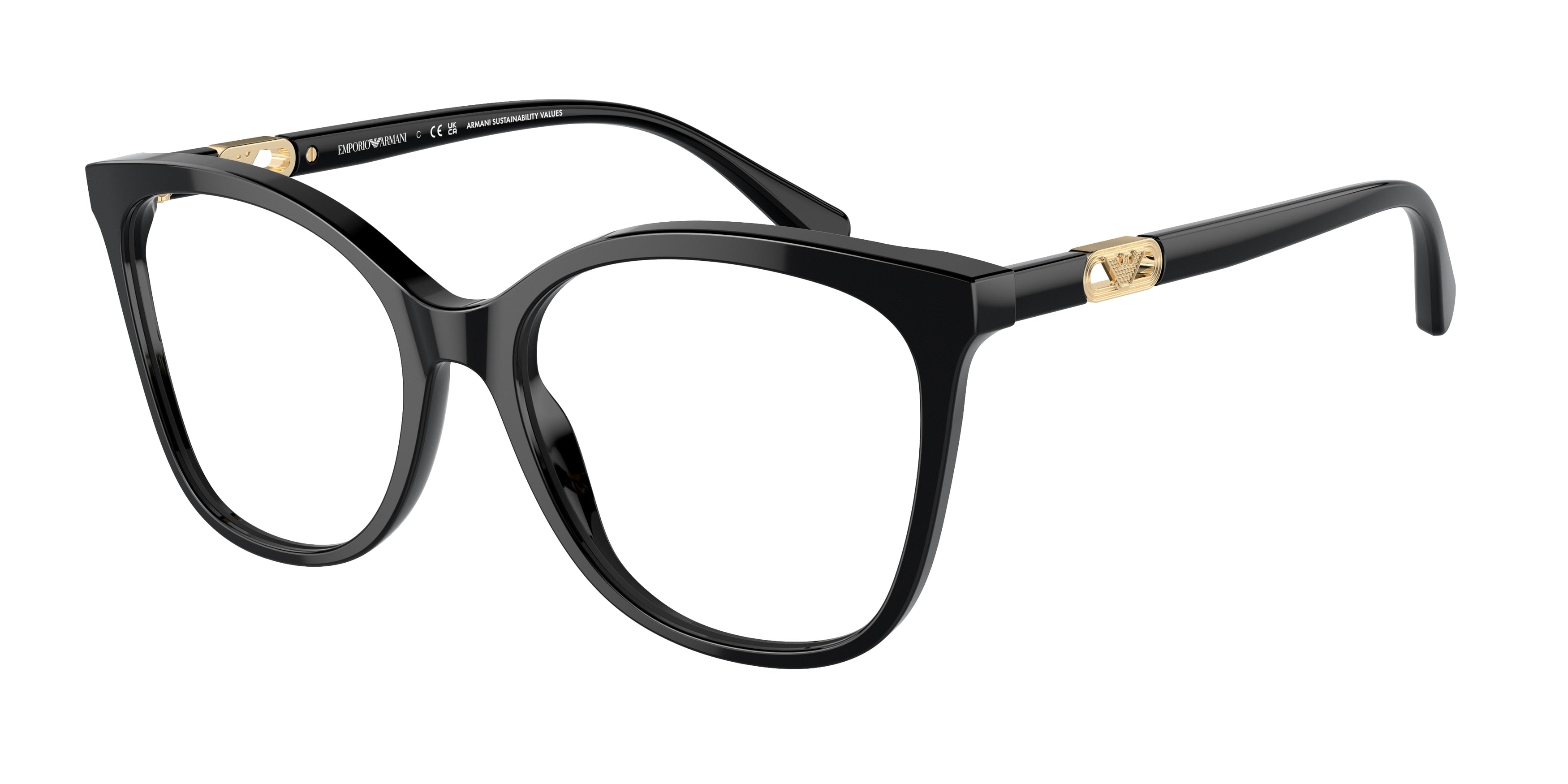 Emporio Armani EA3231 Square Eyeglasses  5017-Shiny Black 54-140-17 - Color Map Black