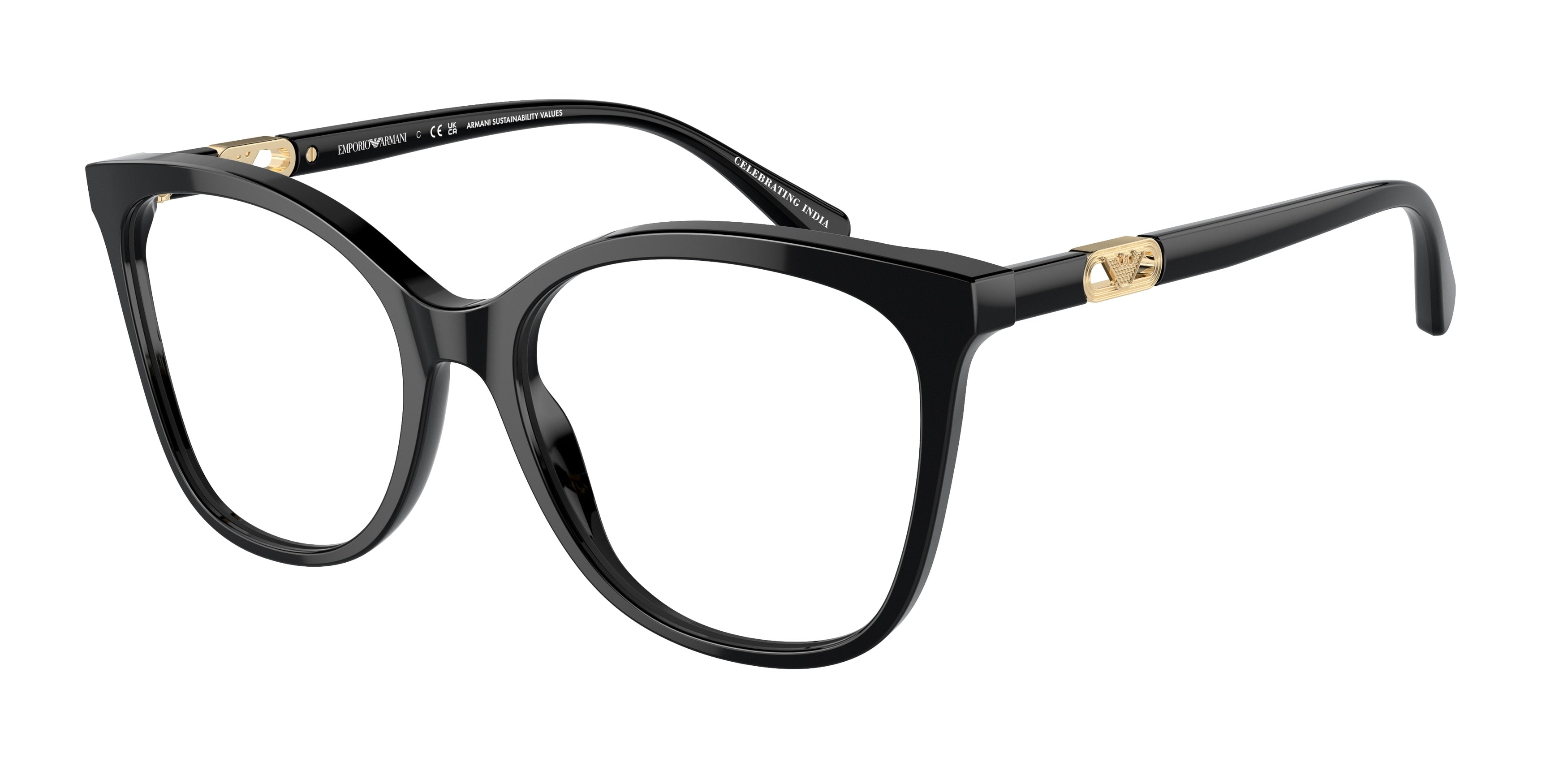 Emporio Armani EA3231 Square Eyeglasses  5378-Shiny Black 52-140-17 - Color Map Black