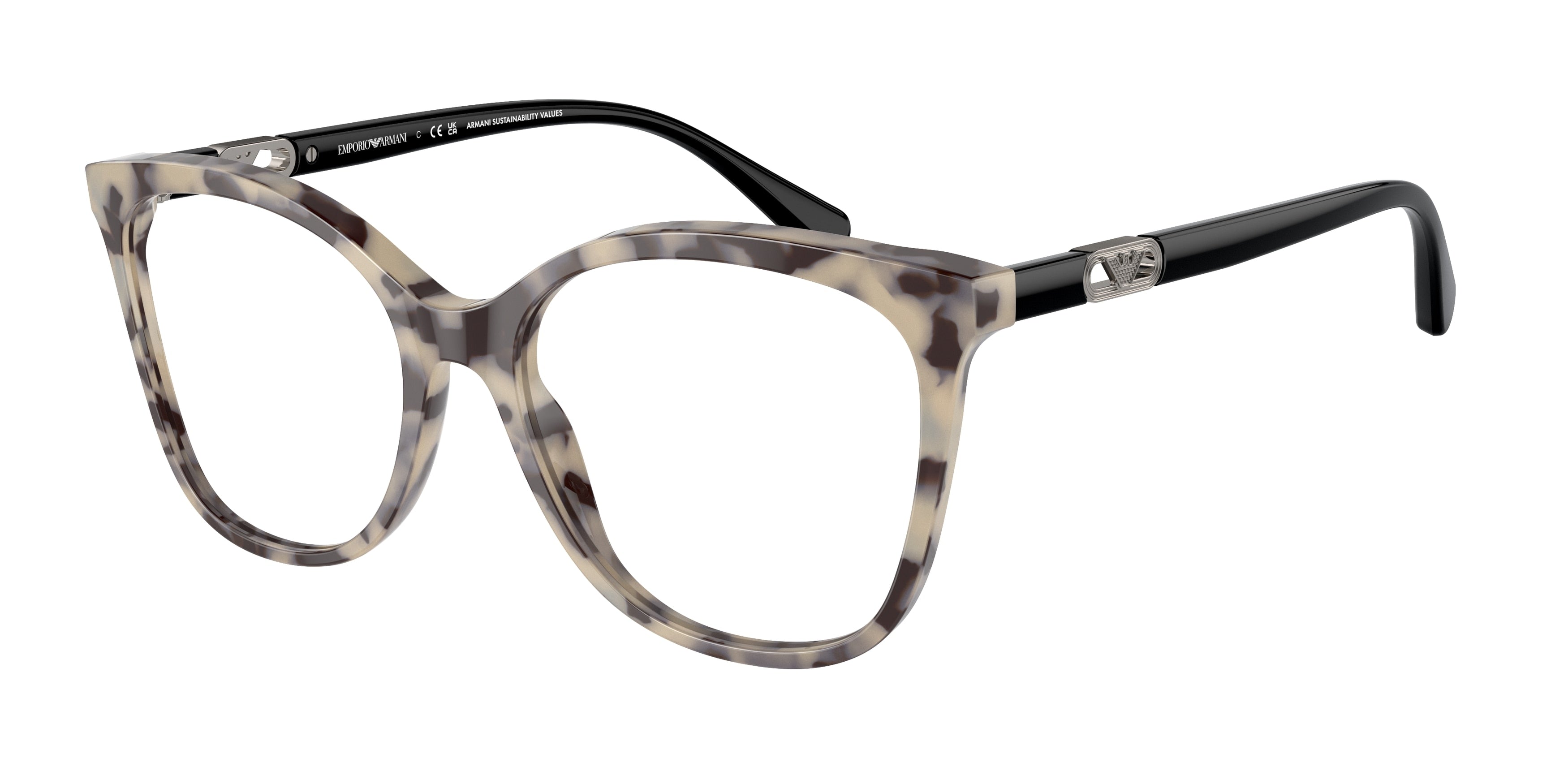 Emporio Armani EA3231 Square Eyeglasses  6058-Shiny Havana Cream 54-140-17 - Color Map Brown