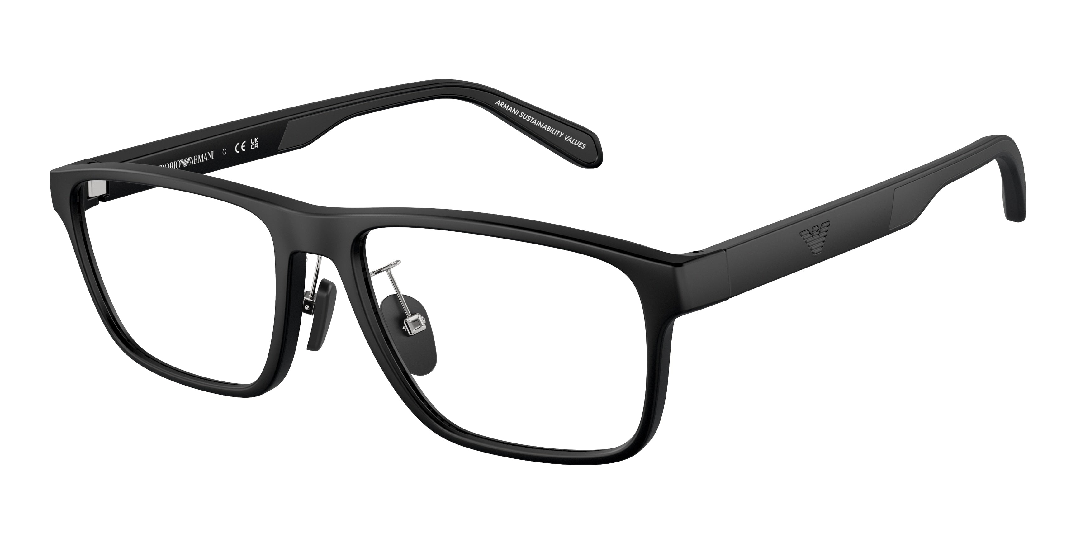 Emporio Armani EA3233F Rectangle Eyeglasses  5001-Matte Black 56-145-17 - Color Map Black