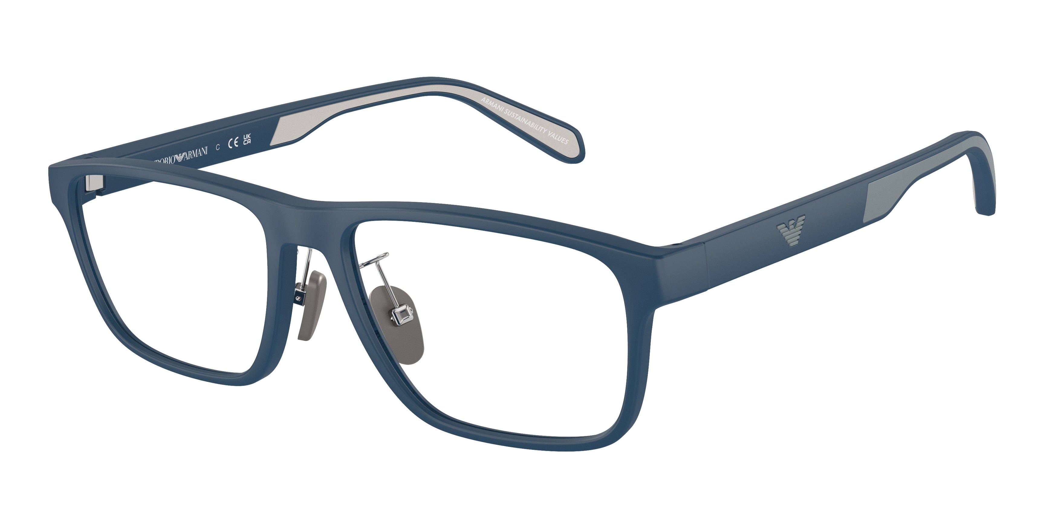 Emporio Armani EA3233F Rectangle Eyeglasses  5763-Matte Blue 56-145-17 - Color Map Blue