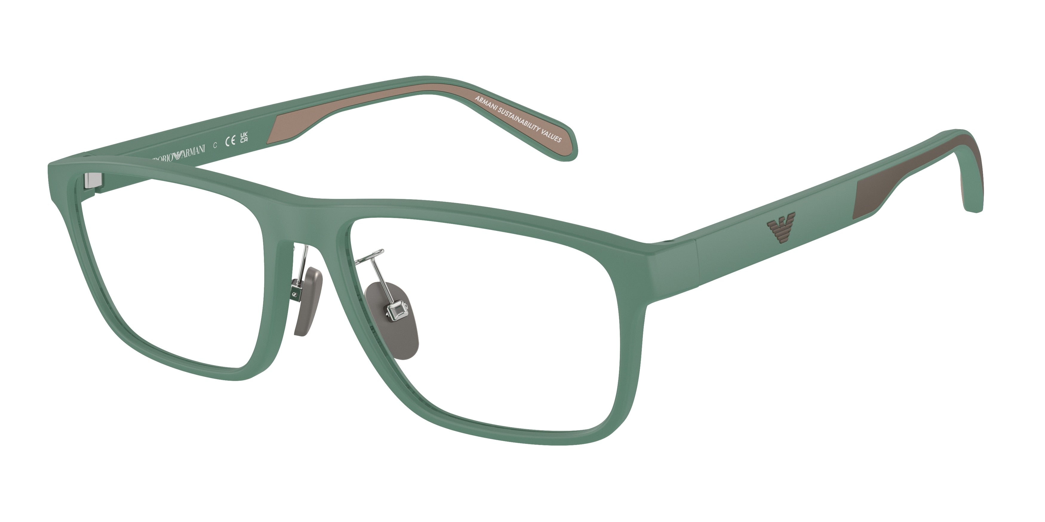 Emporio Armani EA3233F Rectangle Eyeglasses  6102-Matte Alpine Green 56-145-17 - Color Map Green