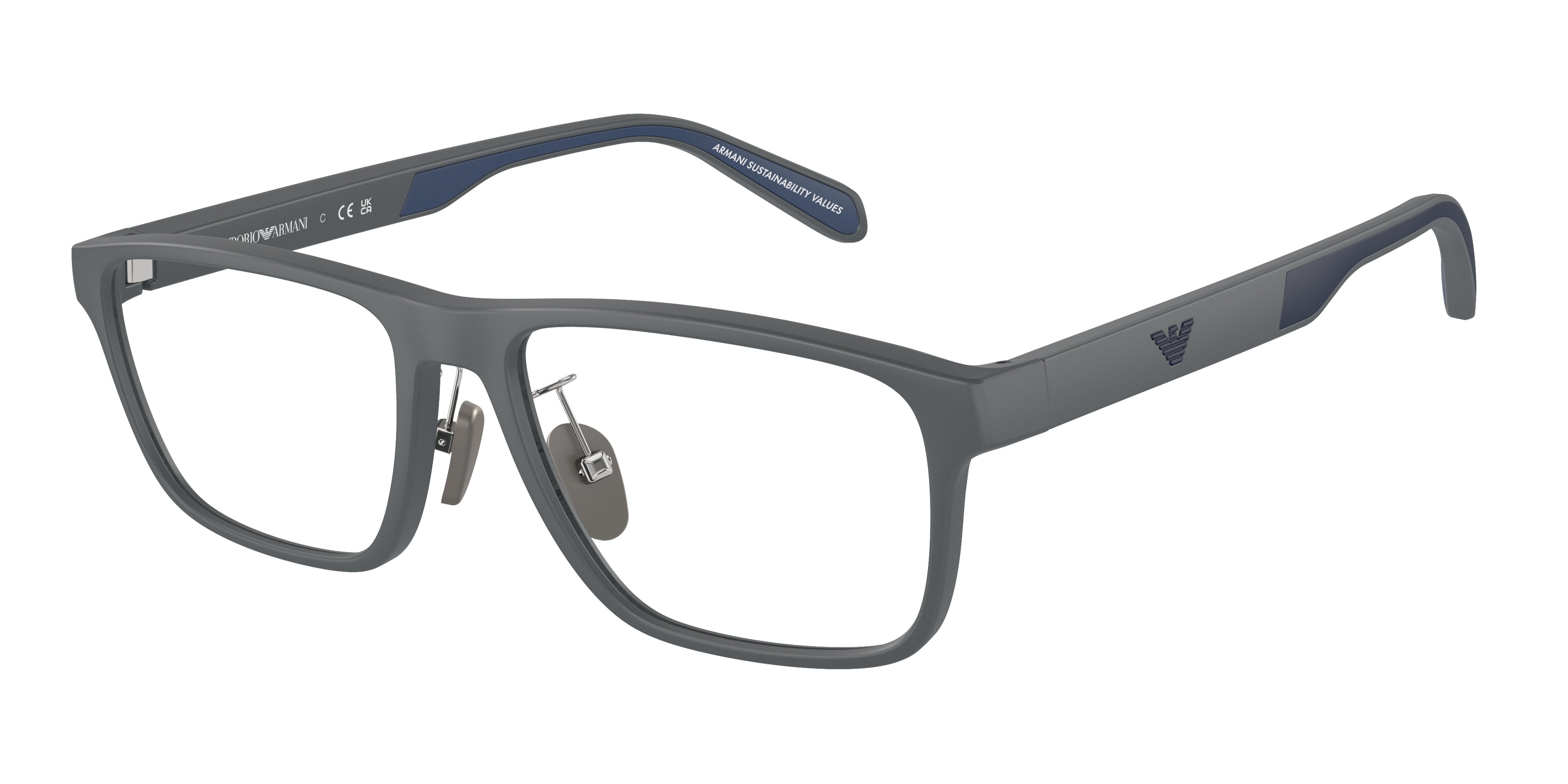 Emporio Armani EA3233F Rectangle Eyeglasses  6103-Matte Dark Grey 56-145-17 - Color Map Grey