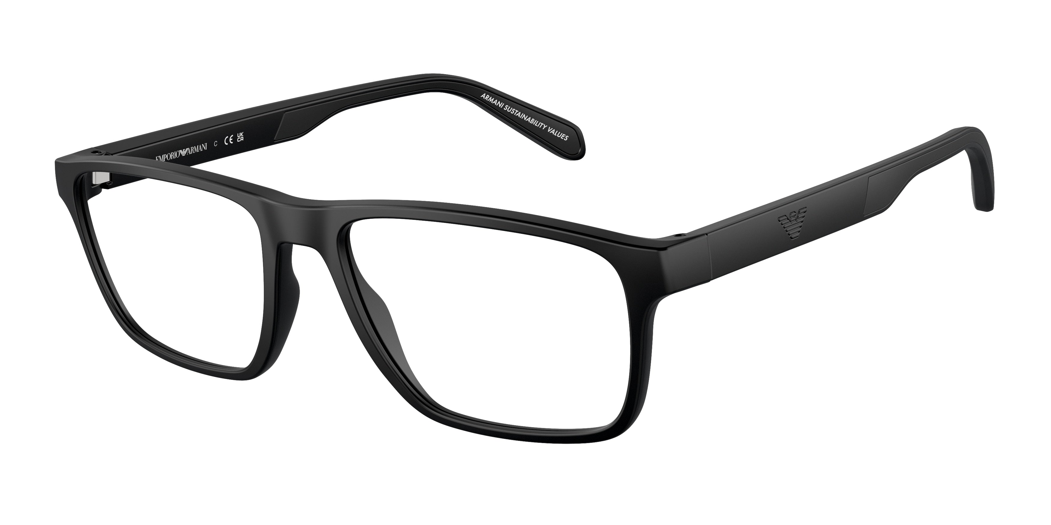 Emporio Armani EA3233 Rectangle Eyeglasses  5001-Matte Black 56-145-17 - Color Map Black