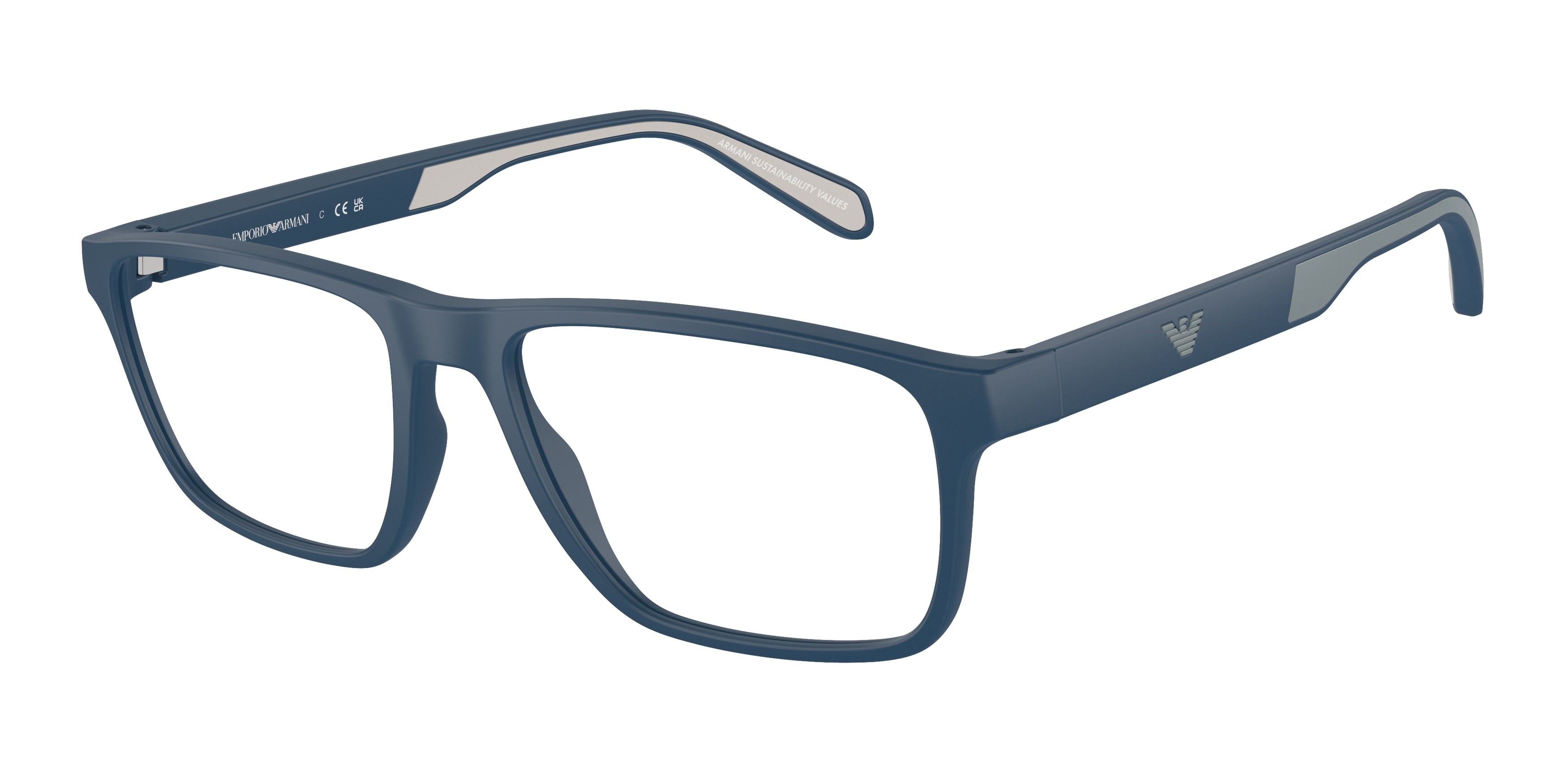 Emporio Armani EA3233 Rectangle Eyeglasses  5763-Matte Blue 56-145-17 - Color Map Blue