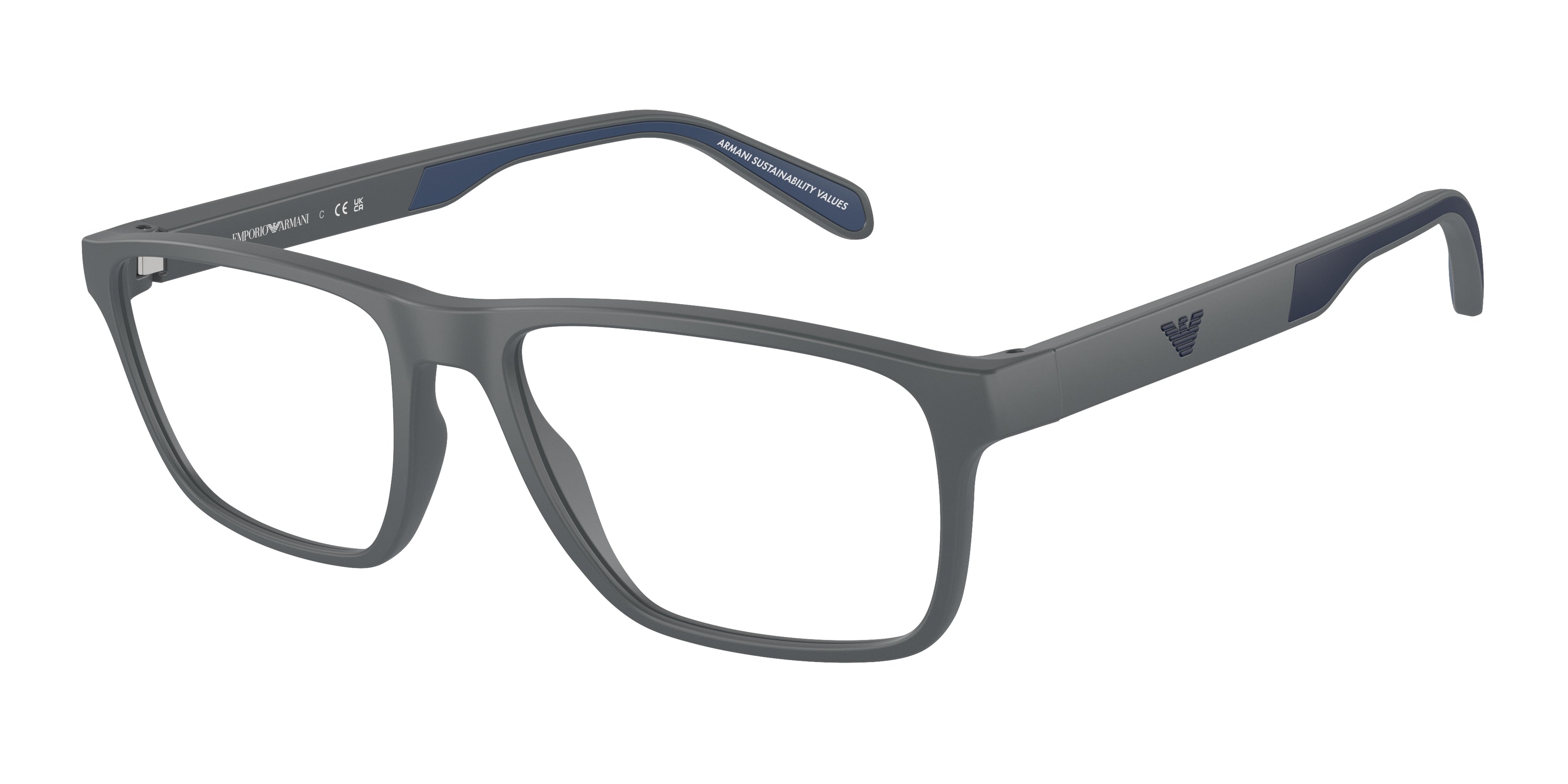 Emporio Armani EA3233 Rectangle Eyeglasses  6103-Matte Dark Grey 56-145-17 - Color Map Grey