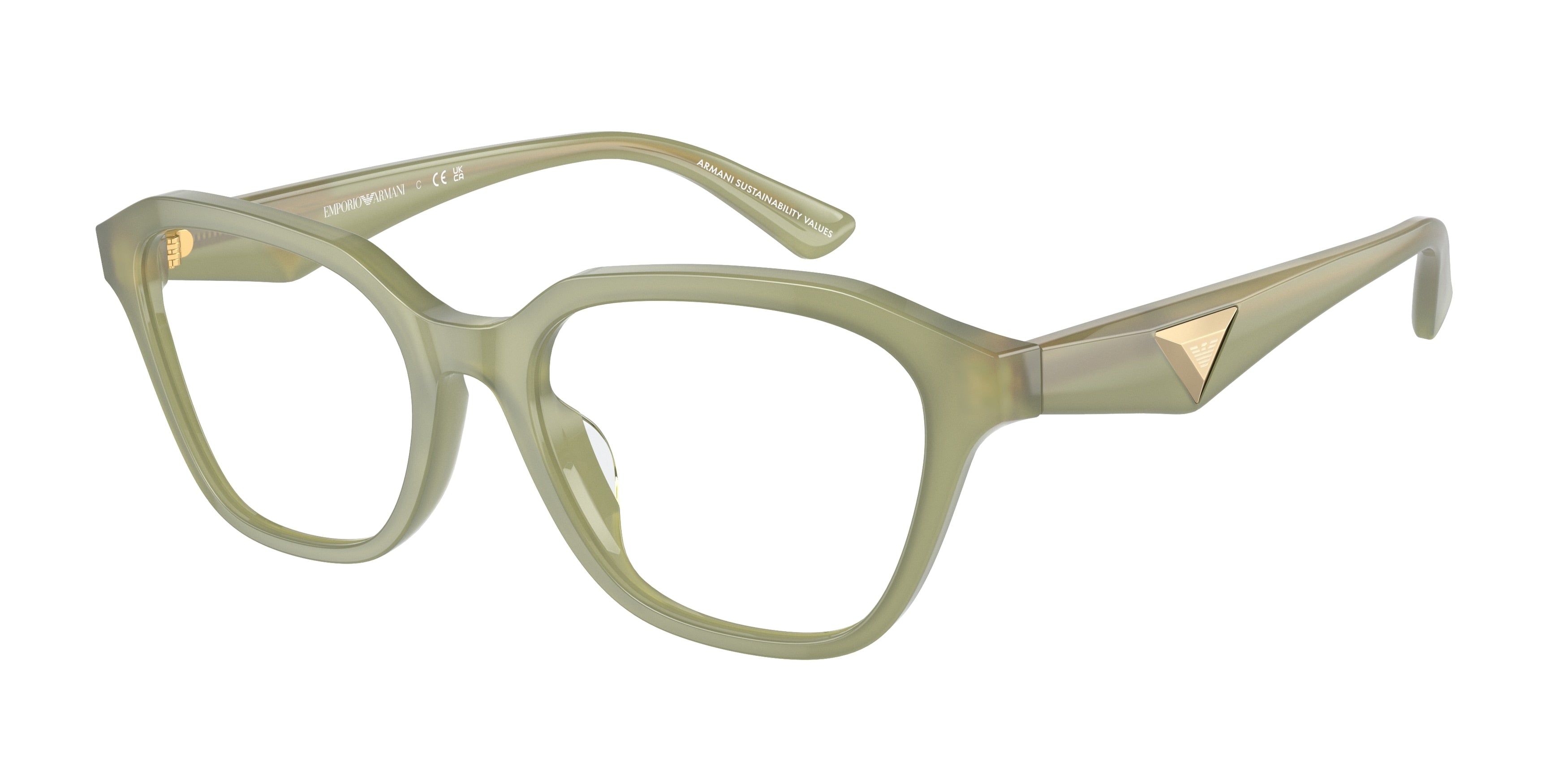 Emporio Armani EA3235U Irregular Eyeglasses  6116-Shiny Opaline Green 53-140-18 - Color Map Green