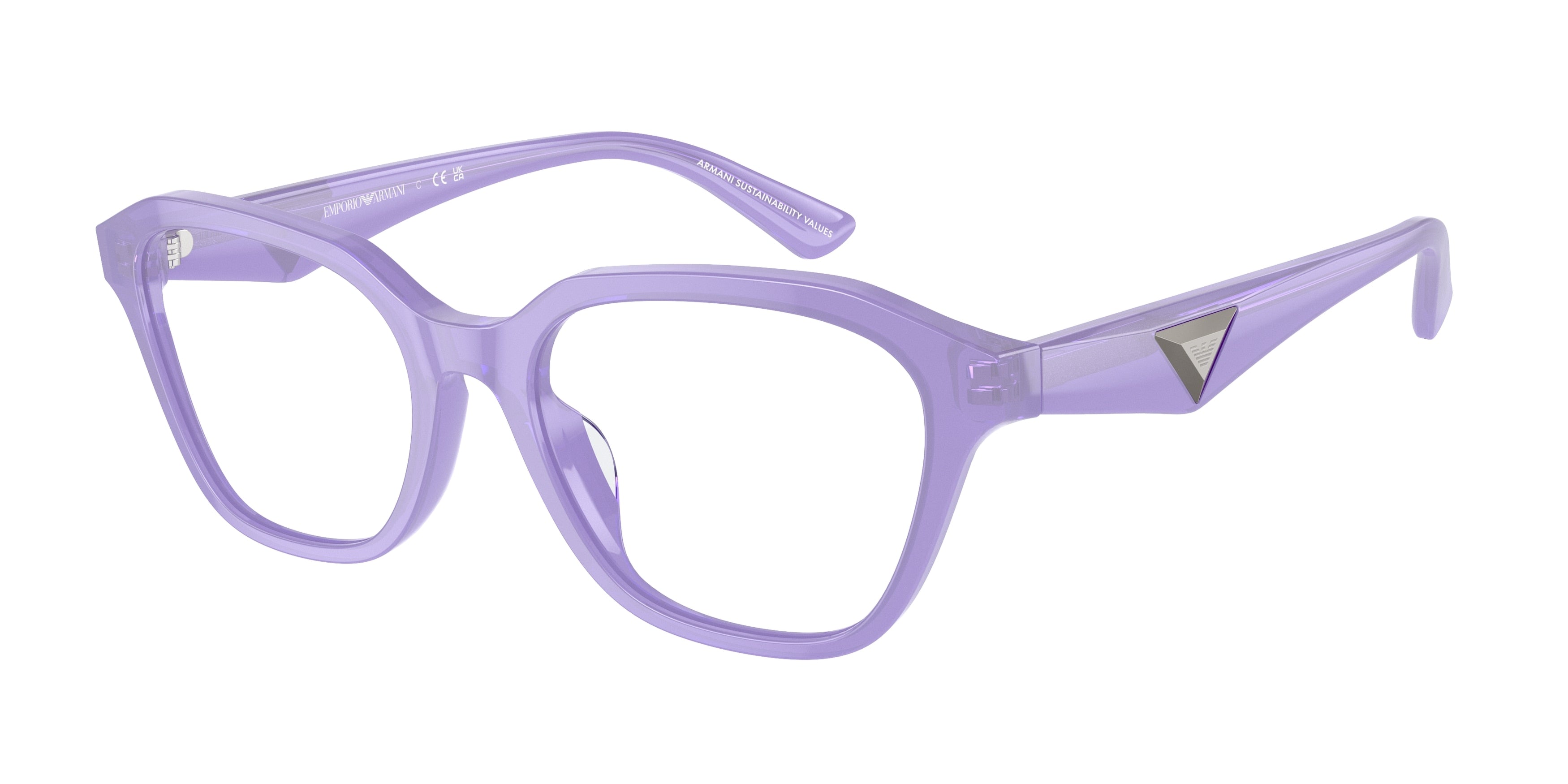 Emporio Armani EA3235U Irregular Eyeglasses  6117-Shiny Opaline Violet 53-140-18 - Color Map Violet