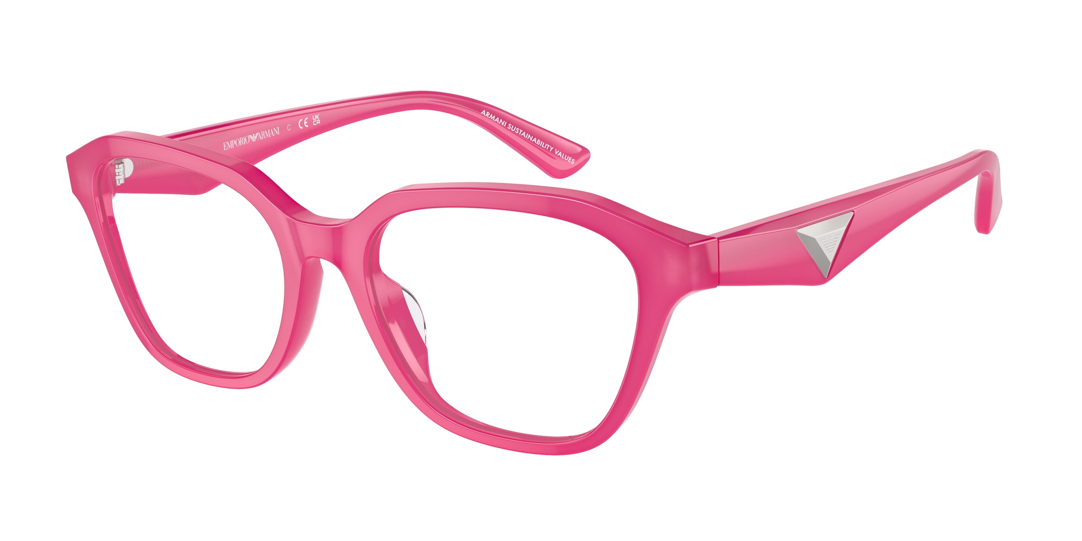 Emporio Armani EA3235U Irregular Eyeglasses  6118-Shiny Opaline Fuchsia 53-140-18 - Color Map Pink