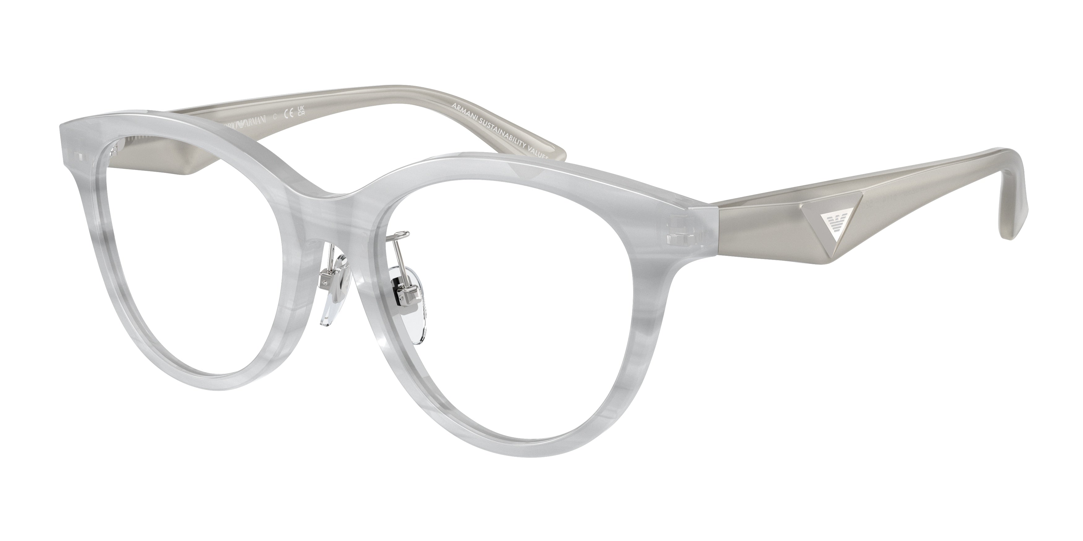 Emporio Armani EA3236F Cat Eye Eyeglasses  6114-Shiny Striped Grey 52-140-19 - Color Map Grey