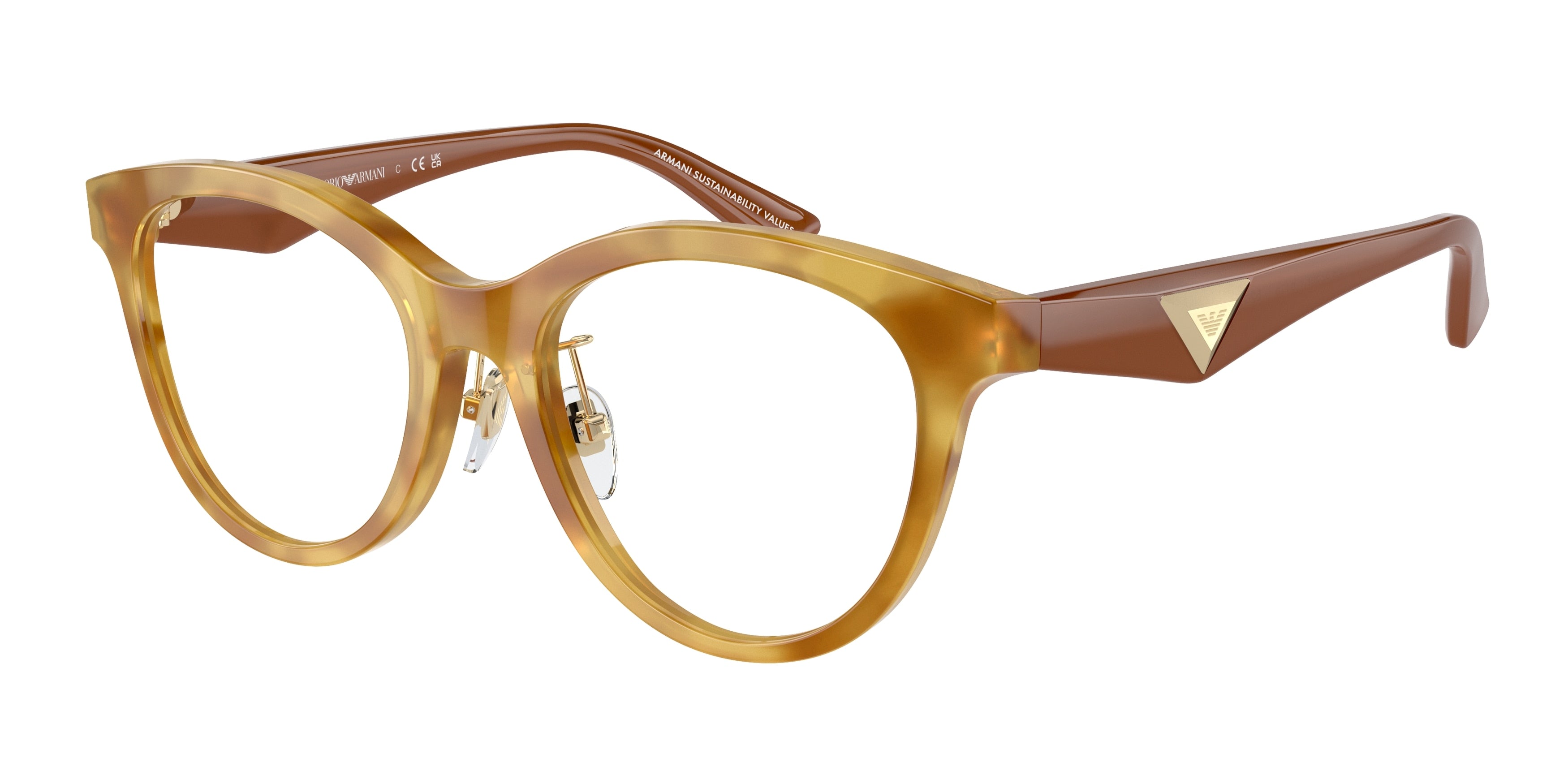 Emporio Armani EA3236F Cat Eye Eyeglasses  6115-Shiny Light Havana 52-140-19 - Color Map Brown