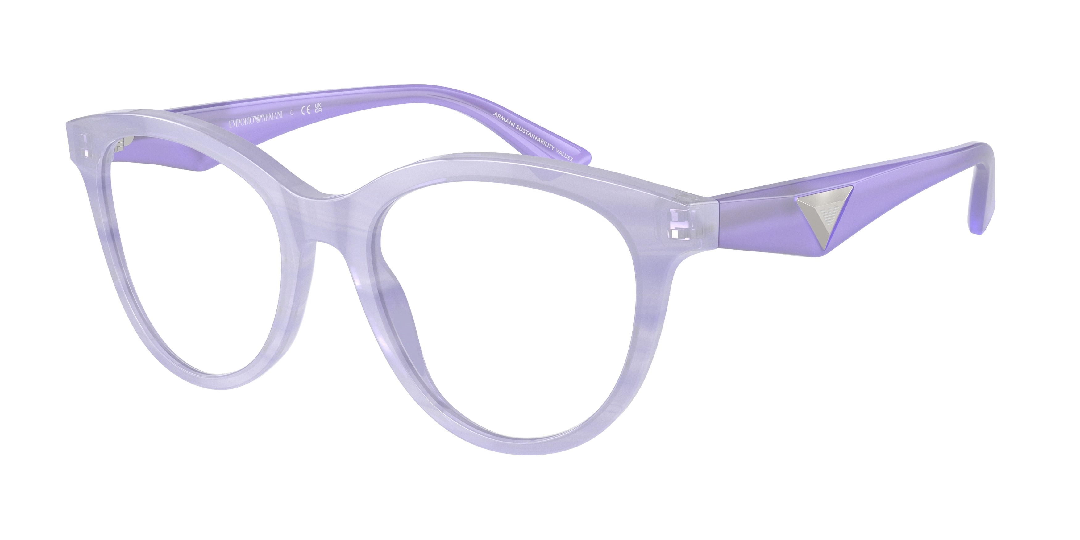 Emporio Armani EA3236 Cat Eye Eyeglasses  6113-Shiny Striped Lilac 52-140-19 - Color Map Violet