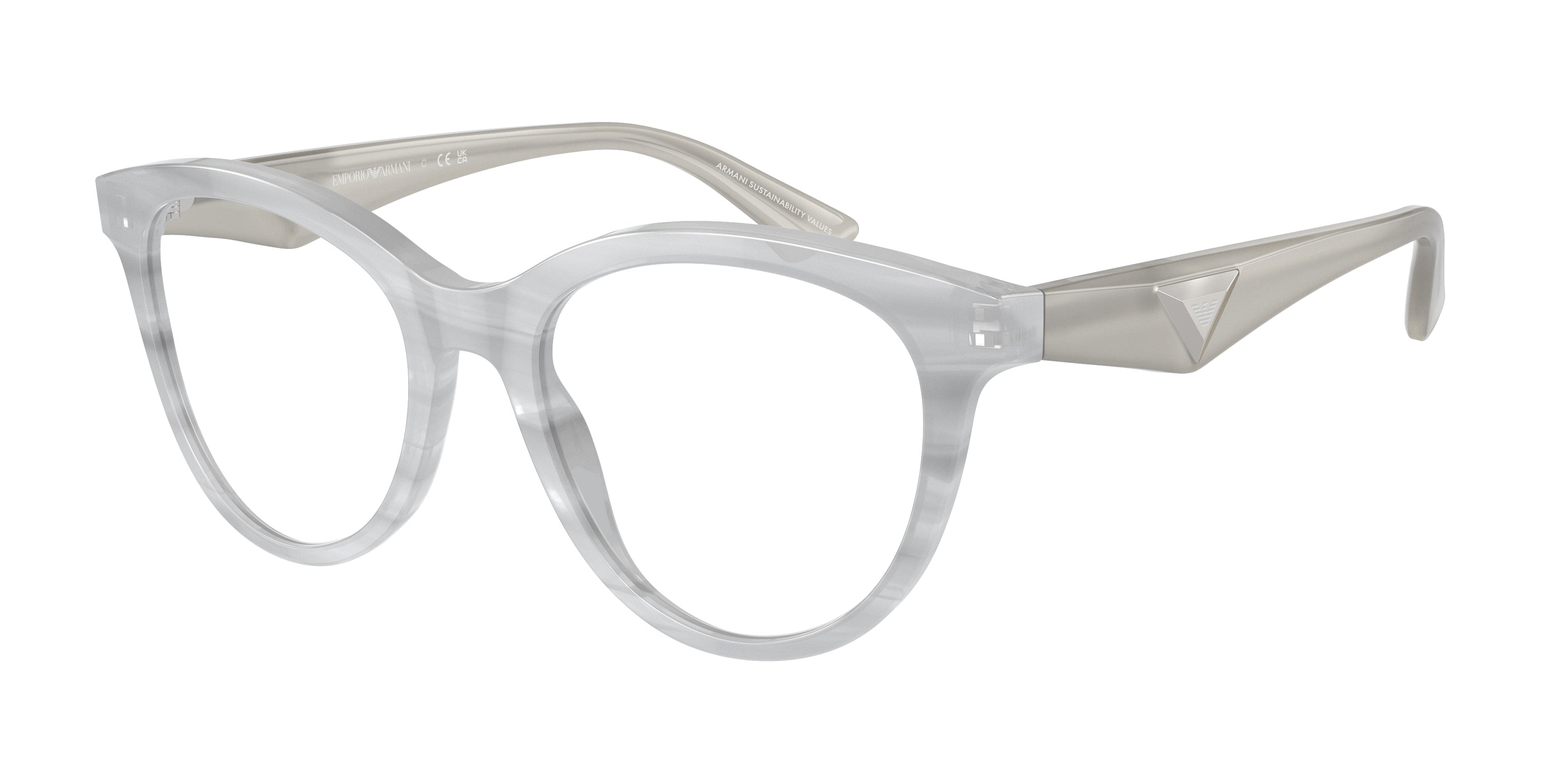 Emporio Armani EA3236 Cat Eye Eyeglasses  6114-Shiny Striped Grey 52-140-19 - Color Map Grey