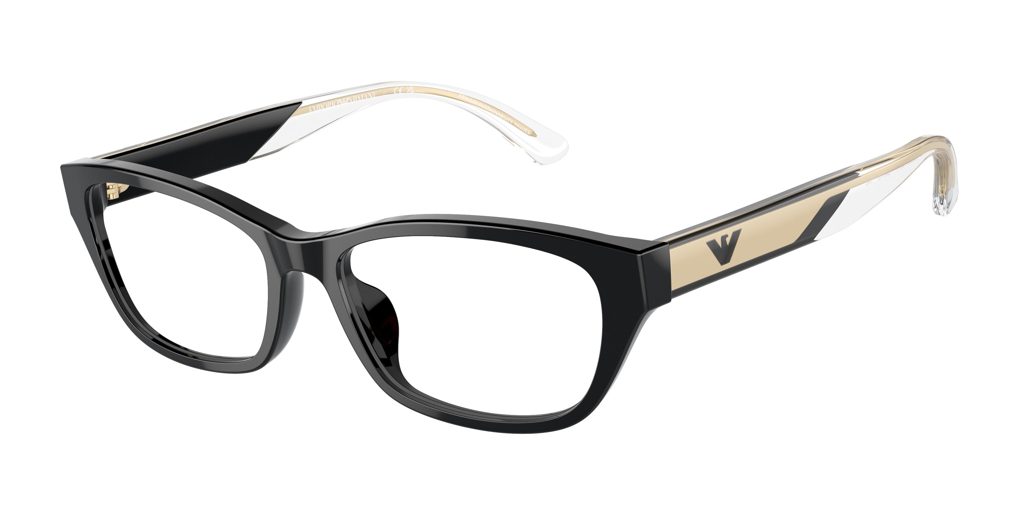 Emporio Armani EA3238U Cat Eye Eyeglasses  5017-Shiny Black 54-140-16 - Color Map Black