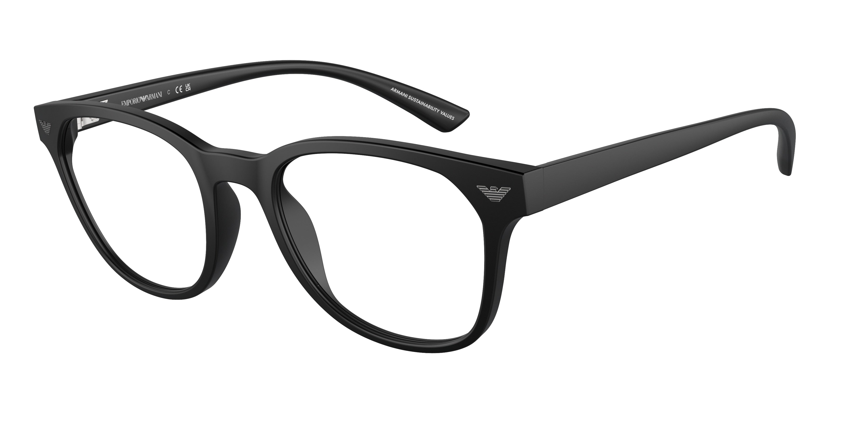 Emporio Armani EA3240U Phantos Eyeglasses  5001-Matte Black 52-145-20 - Color Map Black