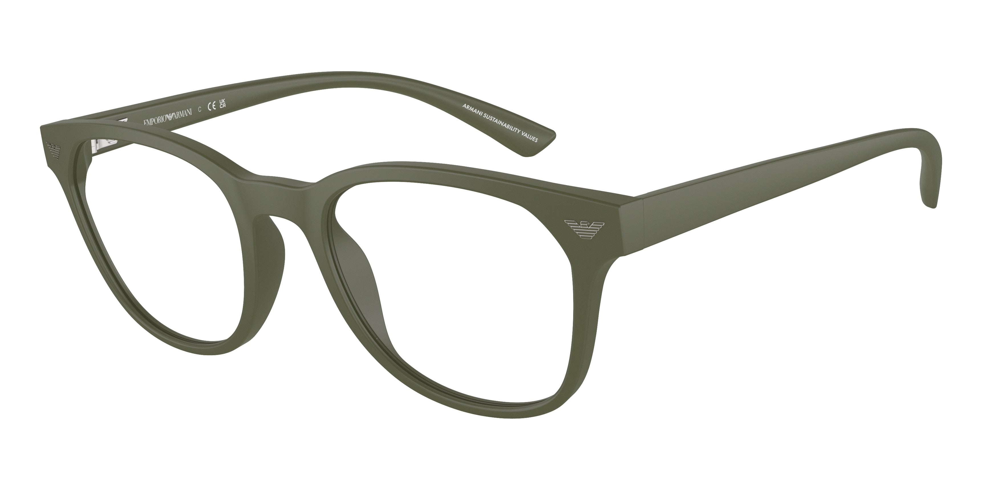 Emporio Armani EA3240U Phantos Eyeglasses  6099-Matte Green 52-145-20 - Color Map Green