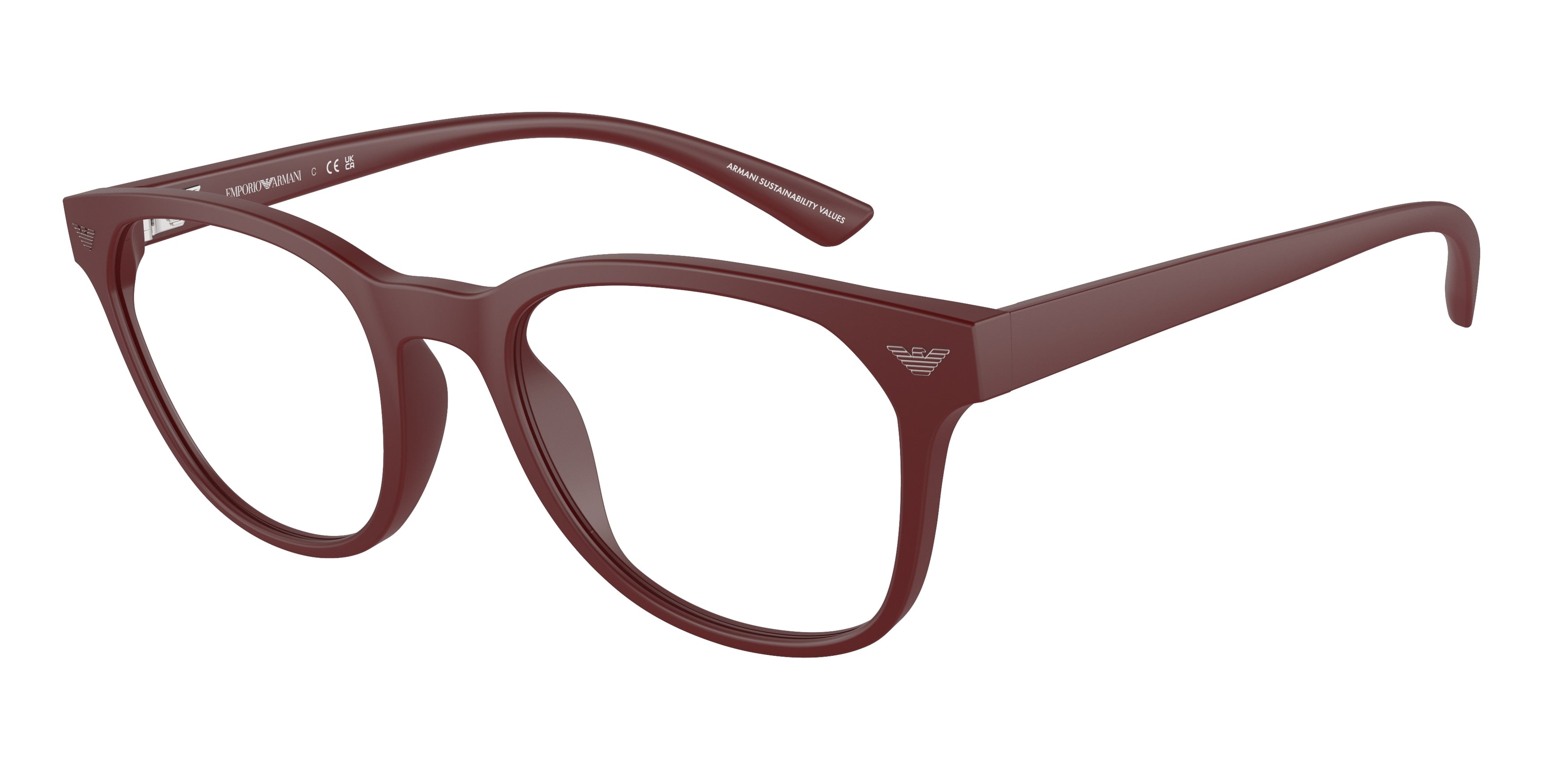 Emporio Armani EA3240U Phantos Eyeglasses  6101-Matte Bordeaux 52-145-20 - Color Map Red