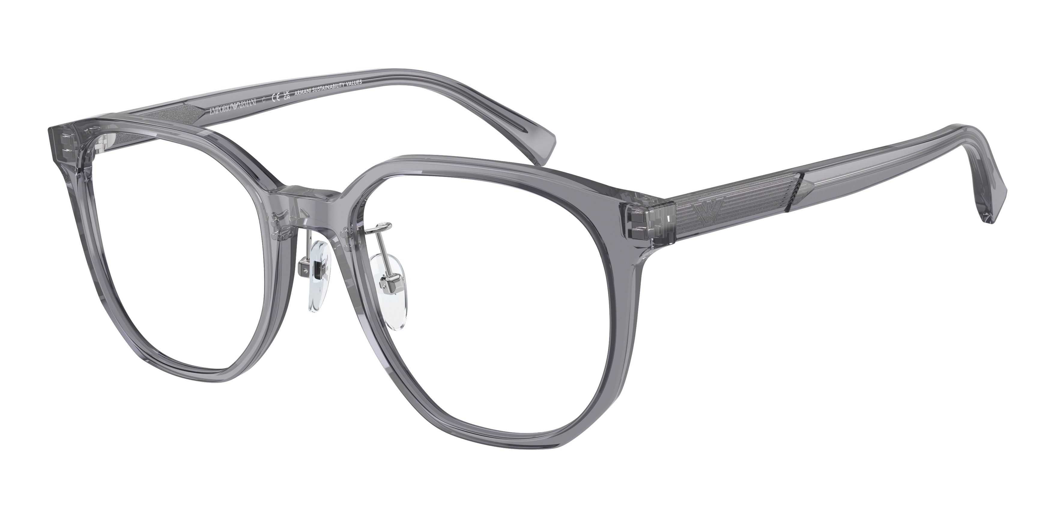 Emporio Armani EA3241D Phantos Eyeglasses  5029-Shiny Transparent Grey 52-145-20 - Color Map Grey