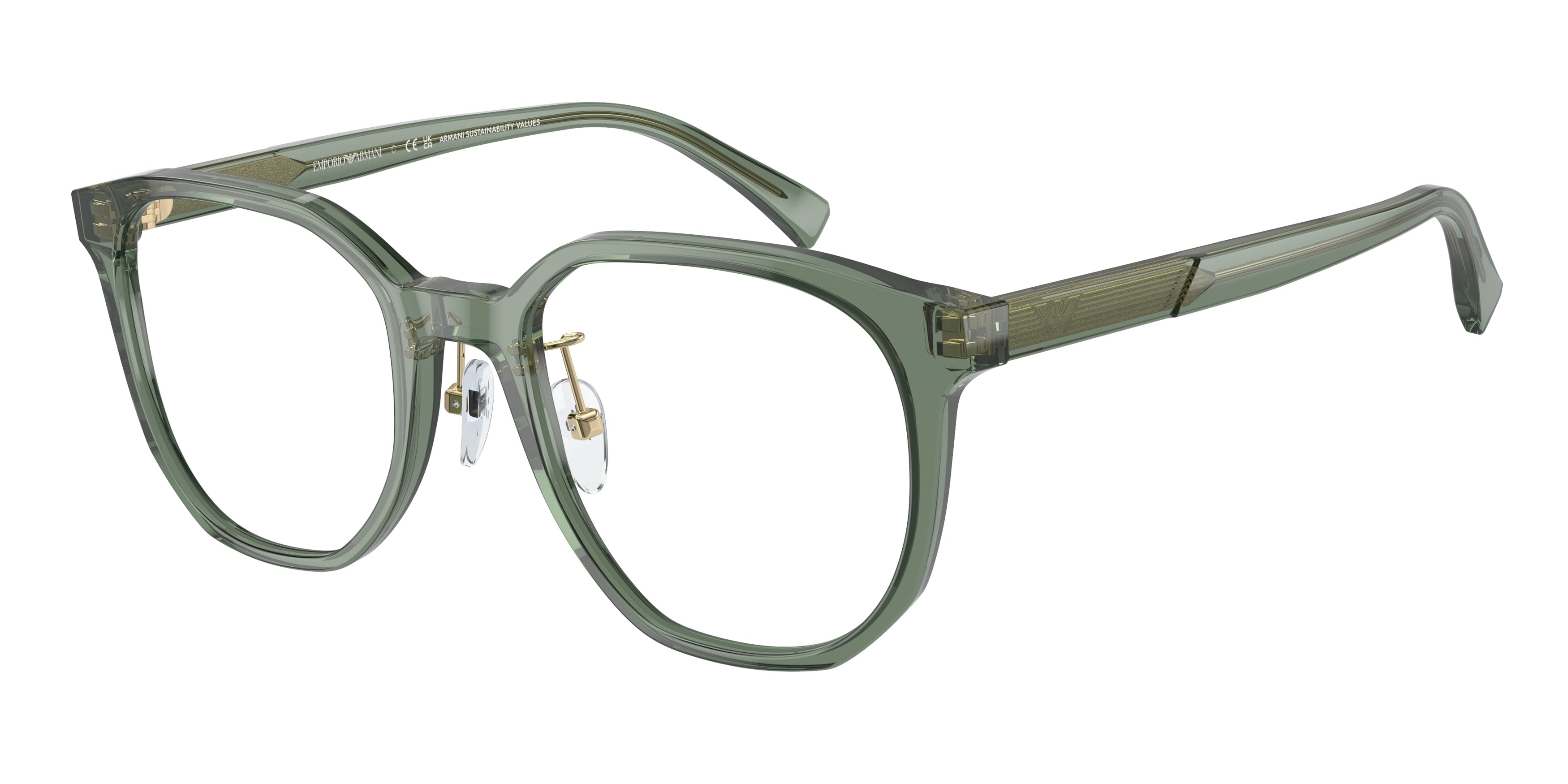 Emporio Armani EA3241D Phantos Eyeglasses  5362-Shiny Transparent Green 52-145-20 - Color Map Green