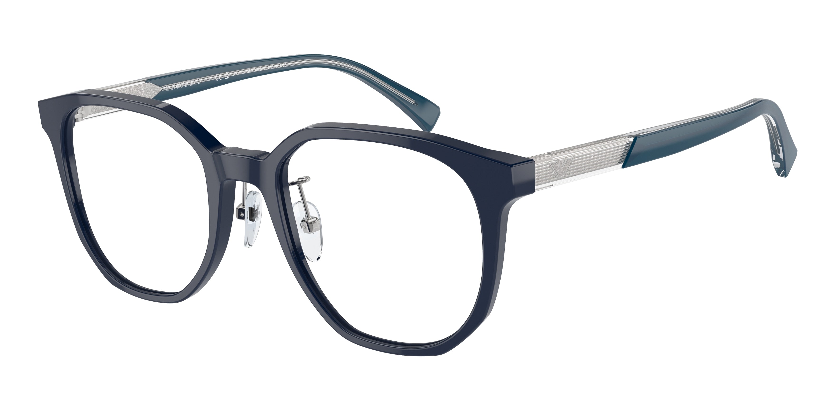 Emporio Armani EA3241D Phantos Eyeglasses  6039-Shiny Blue 52-145-20 - Color Map Blue