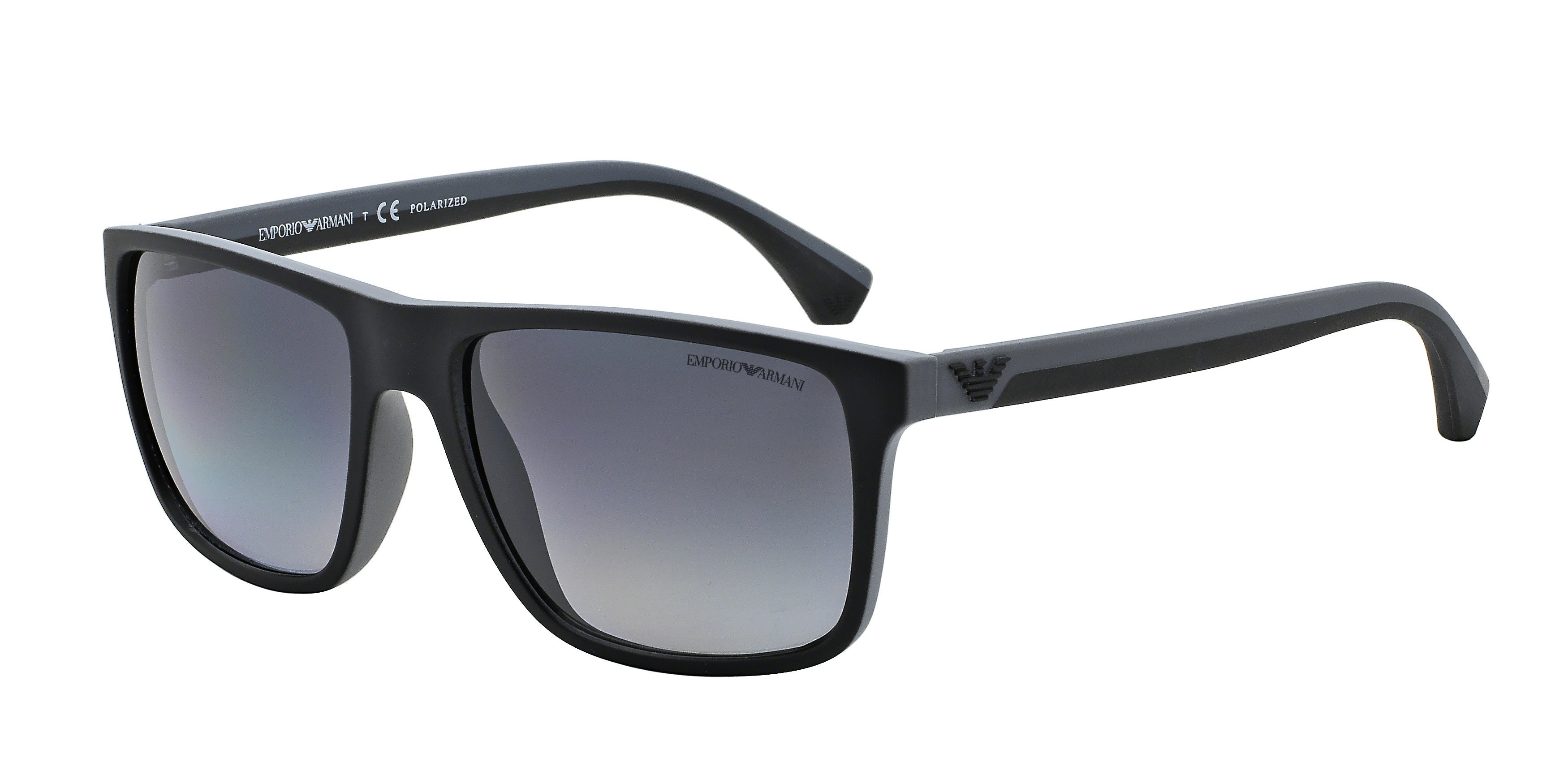 Emporio Armani EA4033 Square Sunglasses  5229T3-Rubber Black & Grey 56-140-17 - Color Map Black