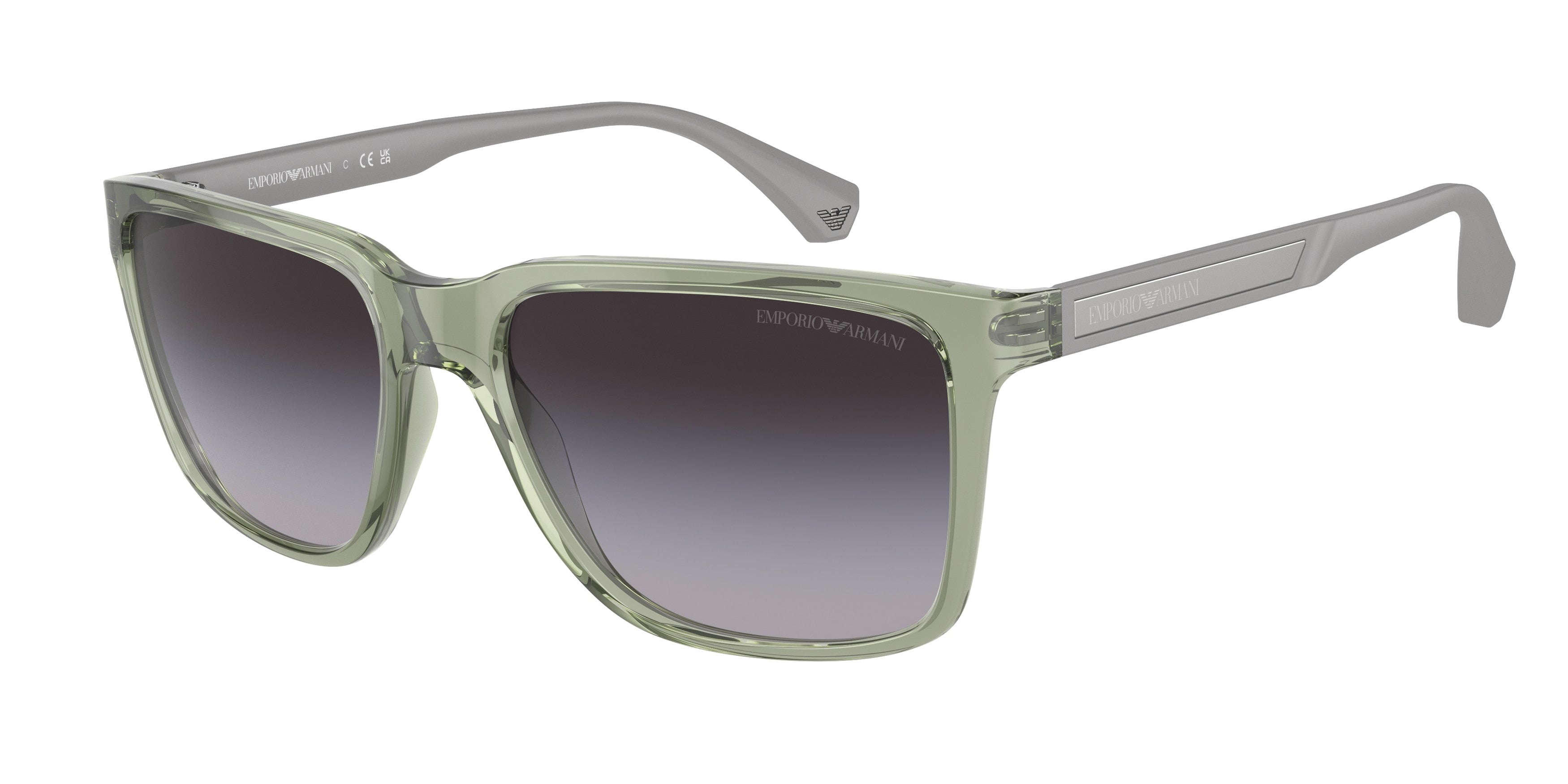 Emporio Armani EA4047 Square Sunglasses  53628G-Shiny Transparent Green 56-140-17 - Color Map Green