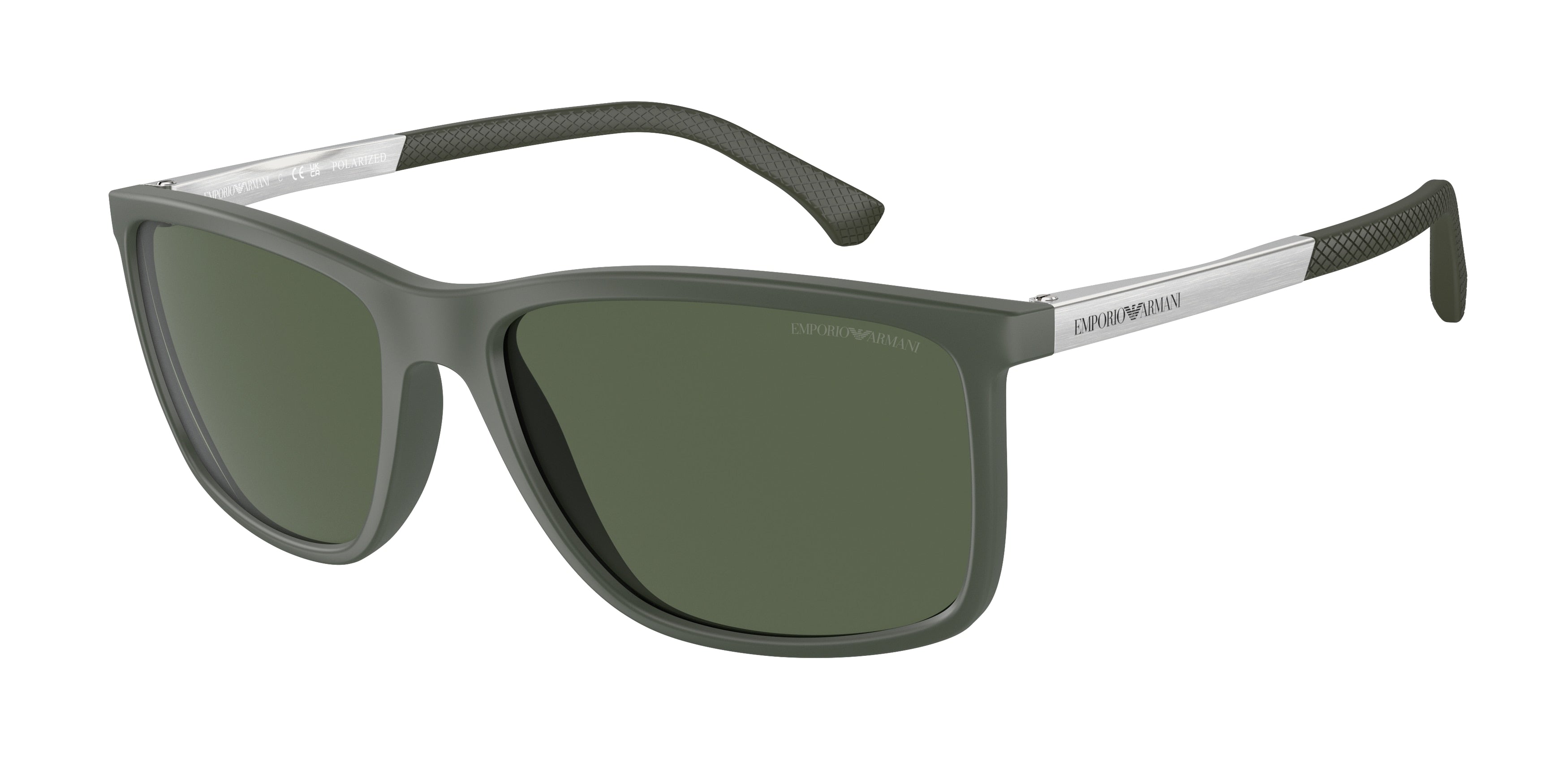 Emporio Armani EA4058 Rectangle Sunglasses  50589A-Matte Green 58-140-17 - Color Map Green