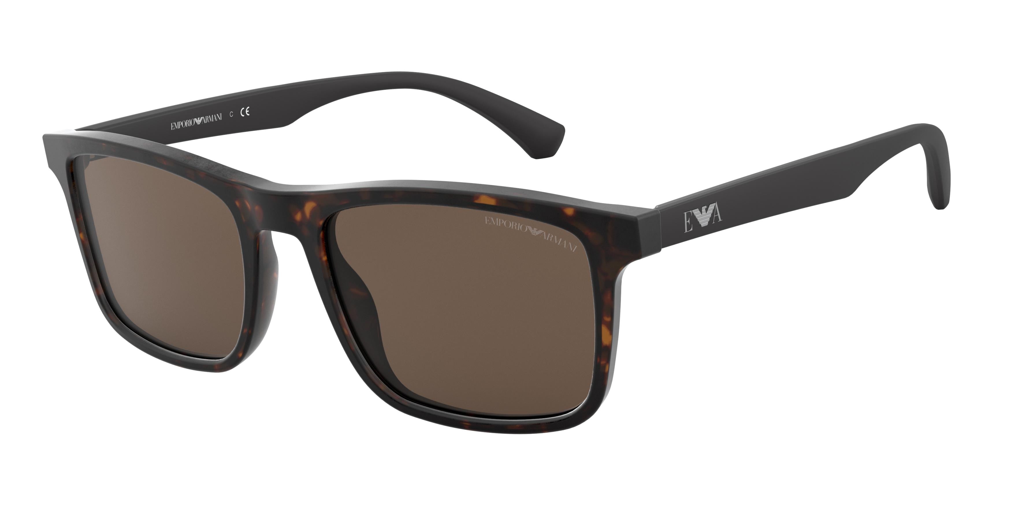 Emporio Armani EA4137 Rectangle Sunglasses  508973-Matte Havana 54-145-19 - Color Map Tortoise