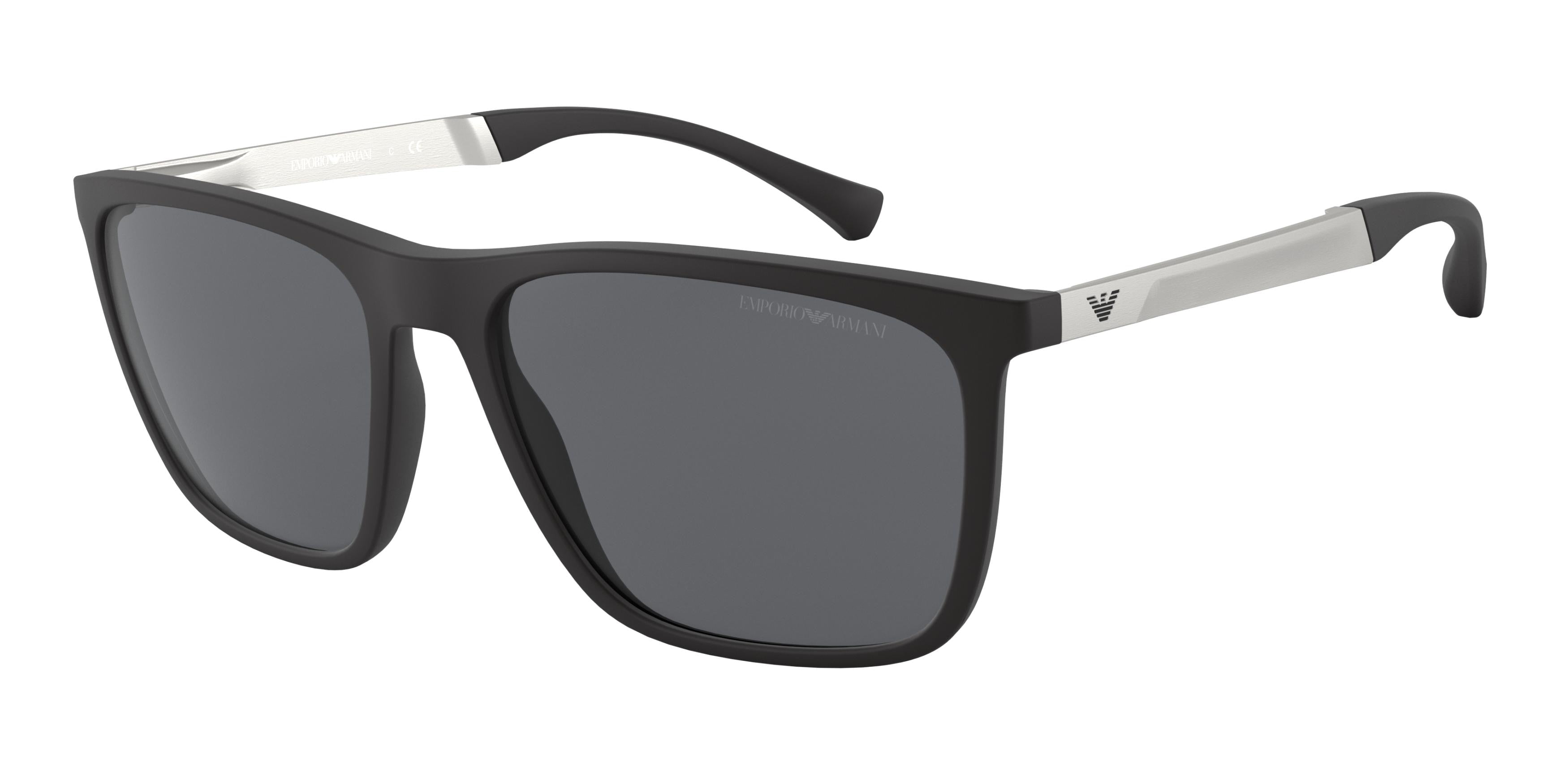 Emporio Armani EA4150 Rectangle Sunglasses  506387-Rubber Black 59-145-18 - Color Map Black