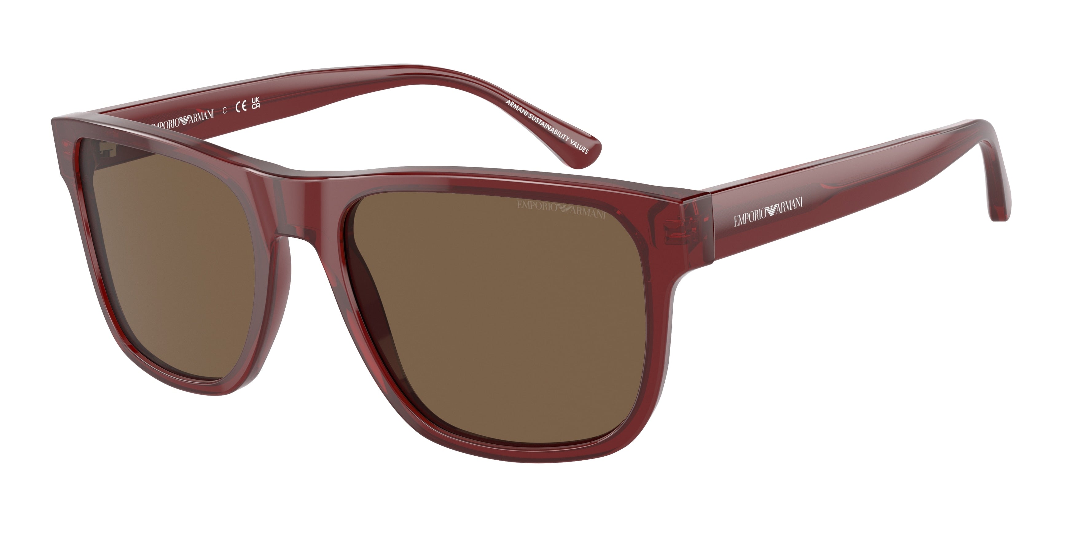 Emporio Armani EA4163 Pillow Sunglasses  507573-Transparent Bordeaux 56-145-19 - Color Map Red