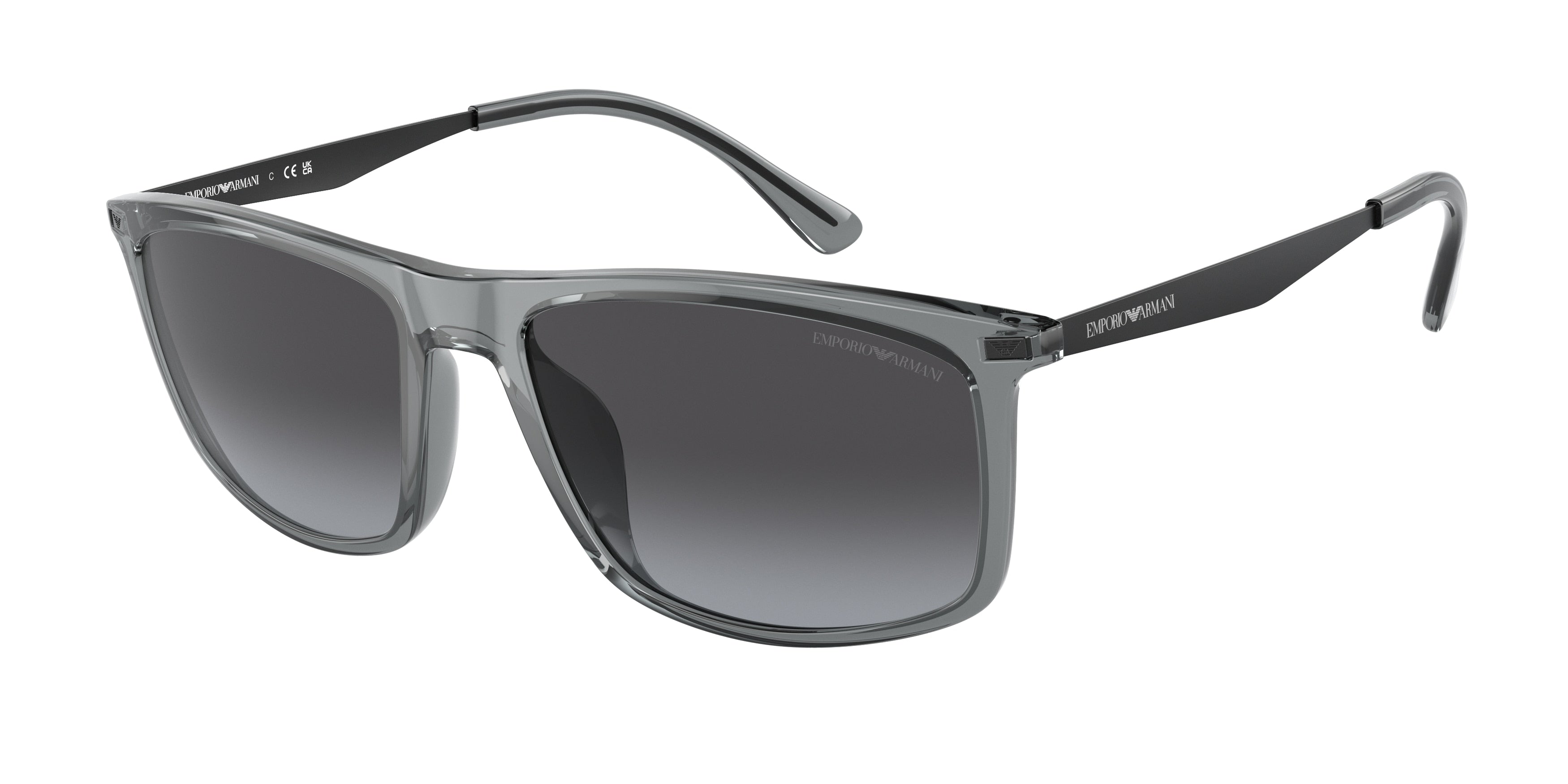 Emporio Armani EA4171U Rectangle Sunglasses  50298G-Shiny Trasparent Grey 57-150-18 - Color Map Grey