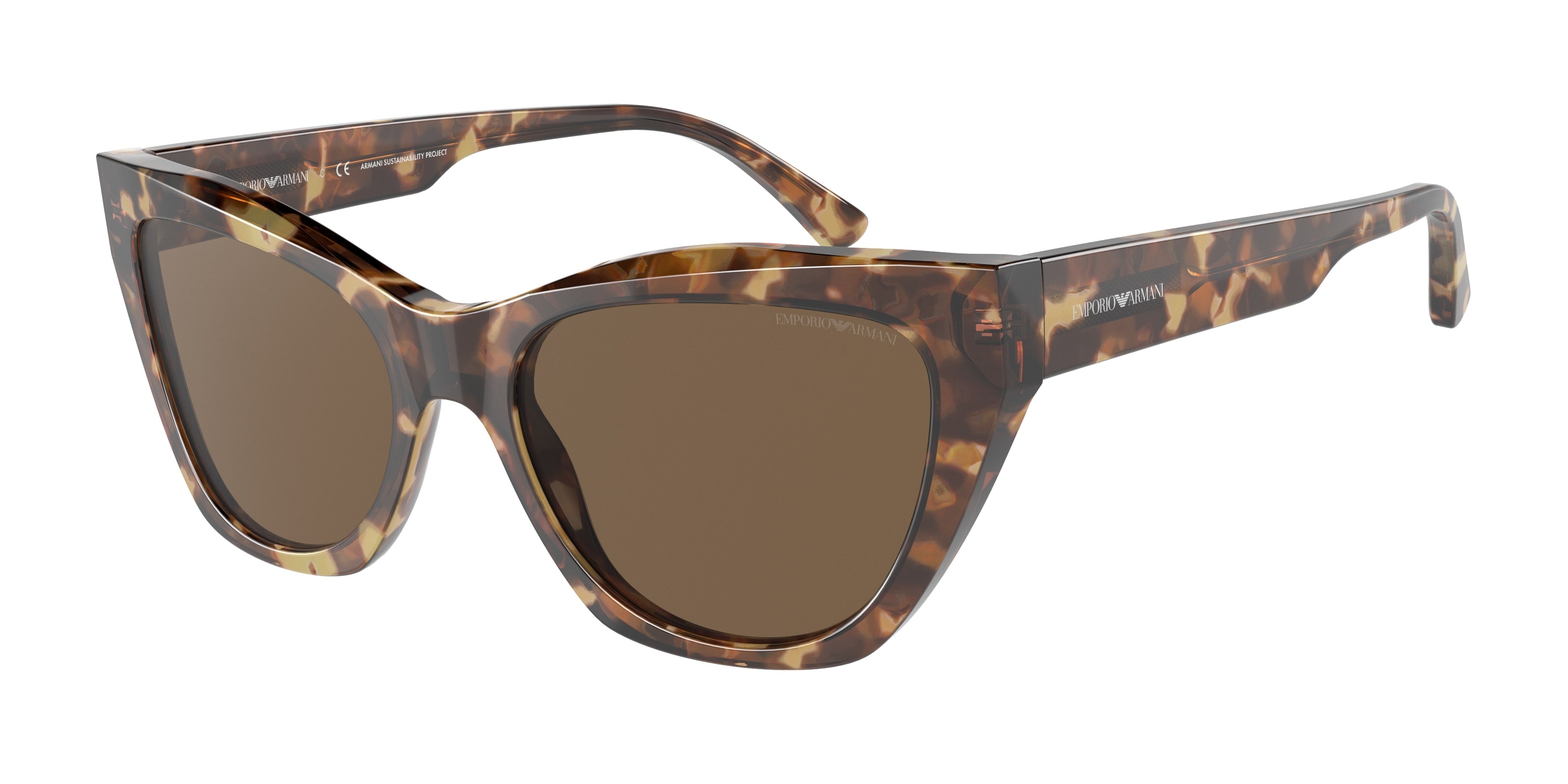 Emporio Armani EA4176 Cat Eye Sunglasses  502573-Shiny Brown Havana 54-140-18 - Color Map Brown