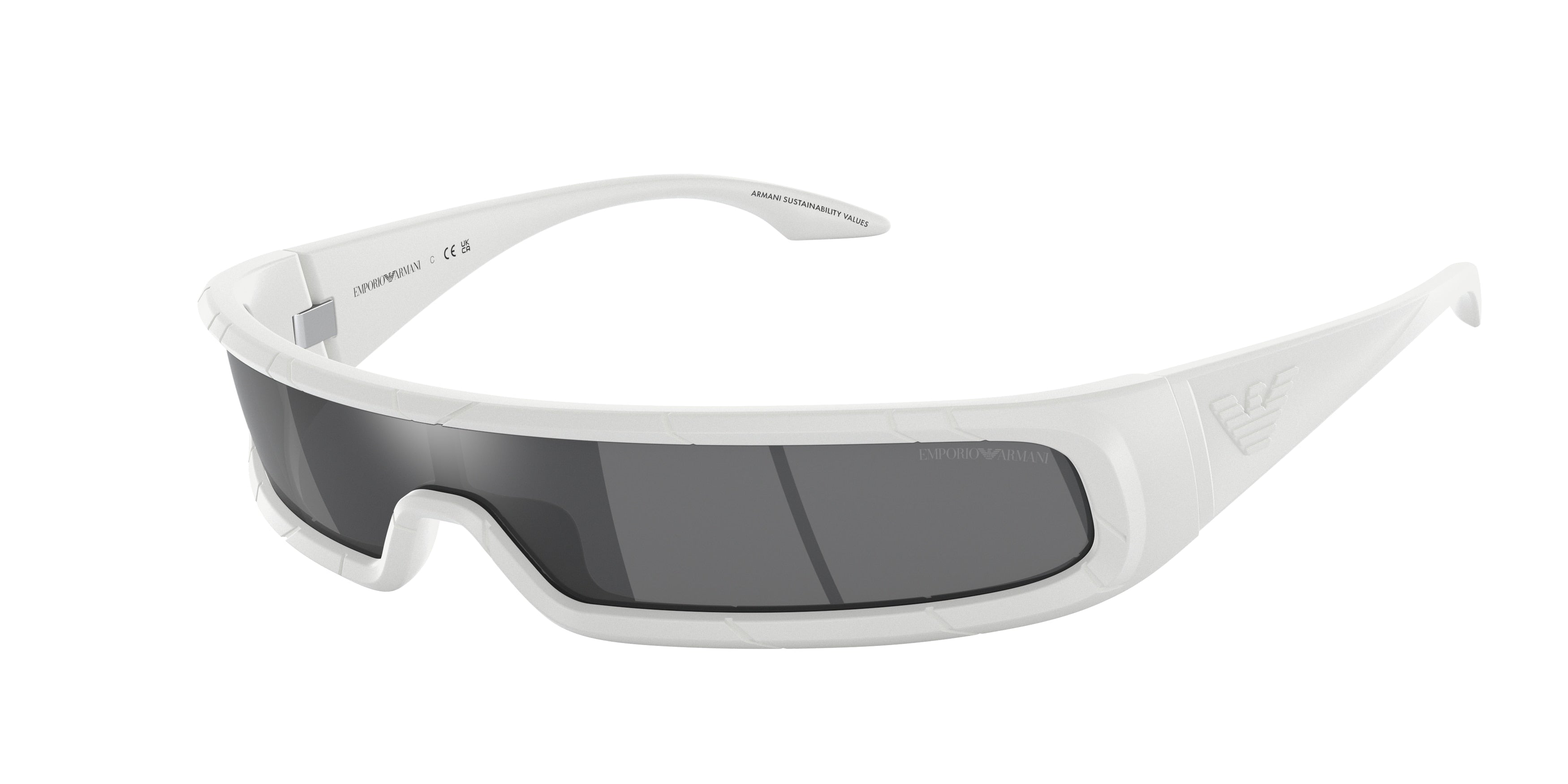 Emporio Armani EA4190U Rectangle Sunglasses  59596G-Rubberised White 36-120-136 - Color Map White