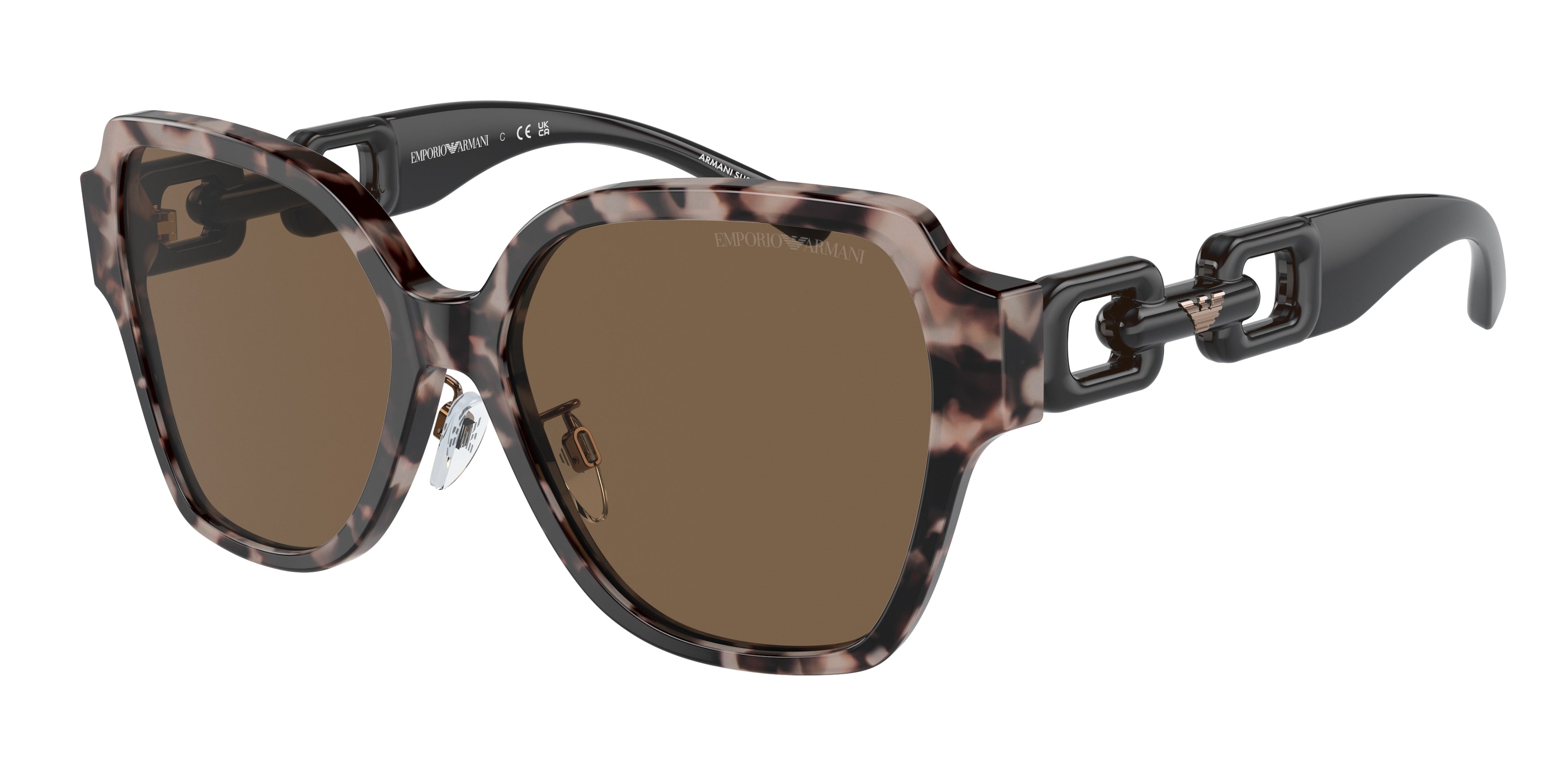 Emporio Armani EA4202F Square Sunglasses  541073-Shiny Pink Havana 56-140-16 - Color Map Pink