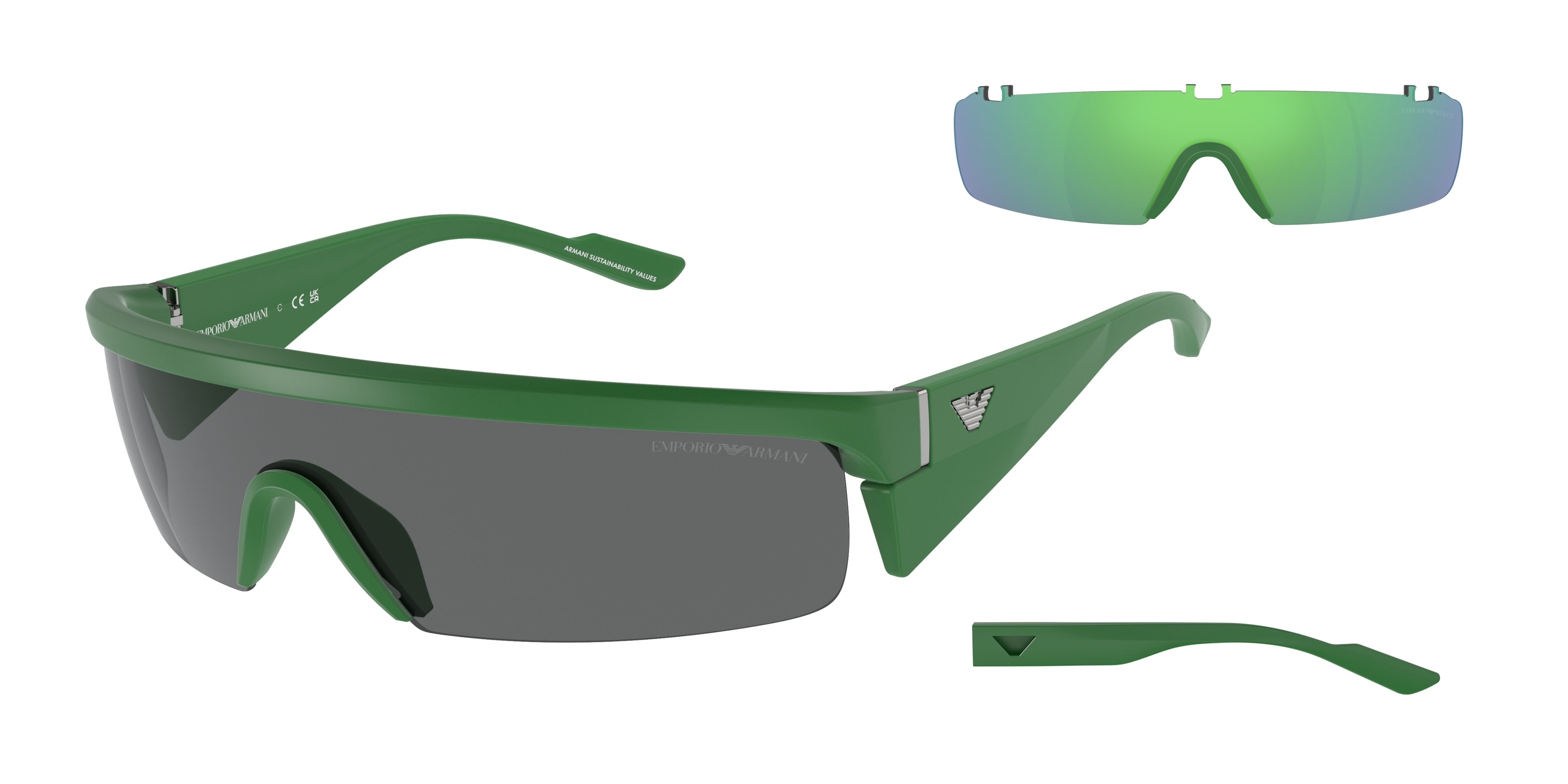 Emporio Armani EA4204U Rectangle Sunglasses  601187-Matte Green 36-125-136 - Color Map Green