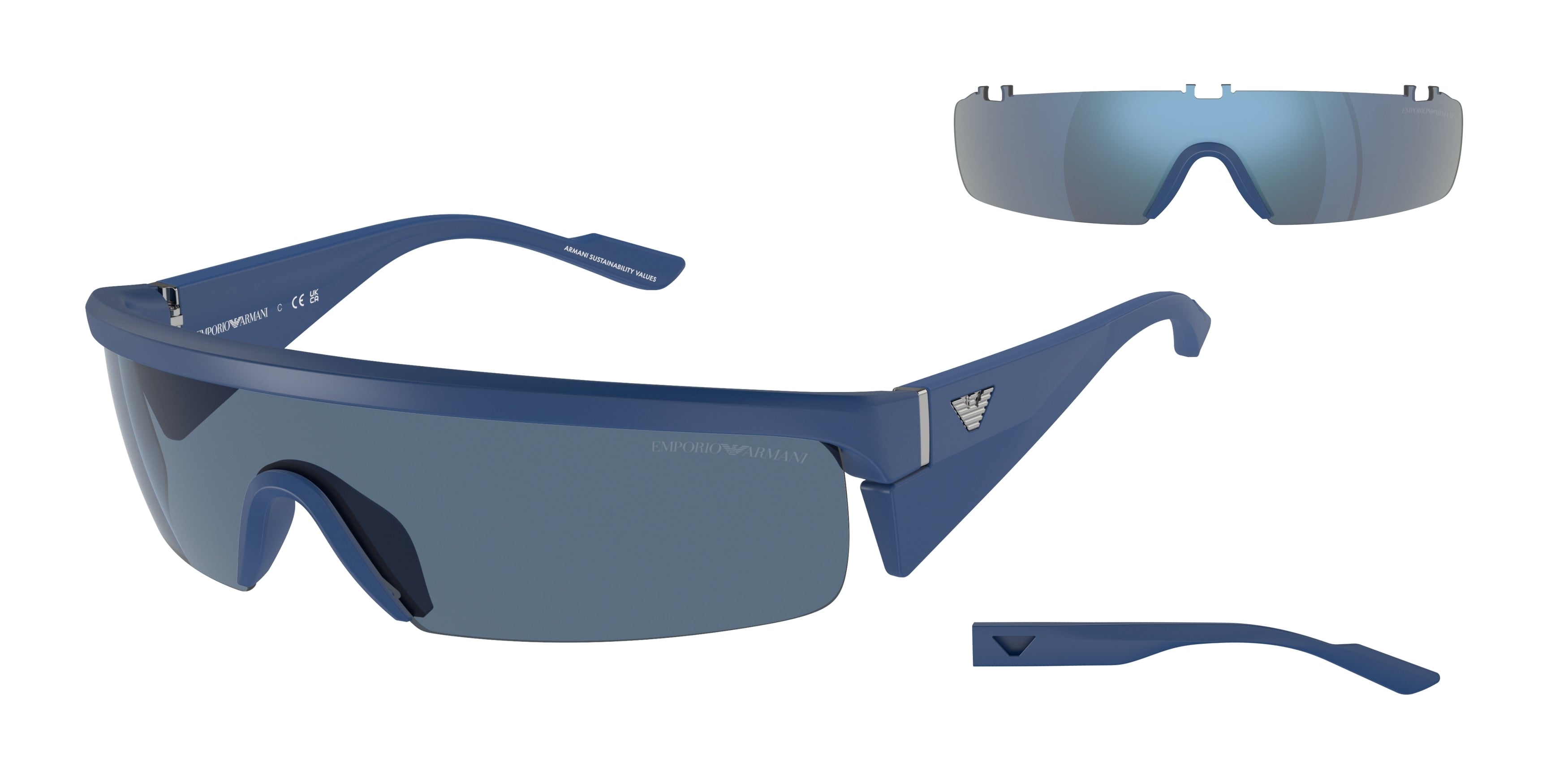 Emporio Armani EA4204U Rectangle Sunglasses  601380-Matte Bluette 36-125-136 - Color Map Blue