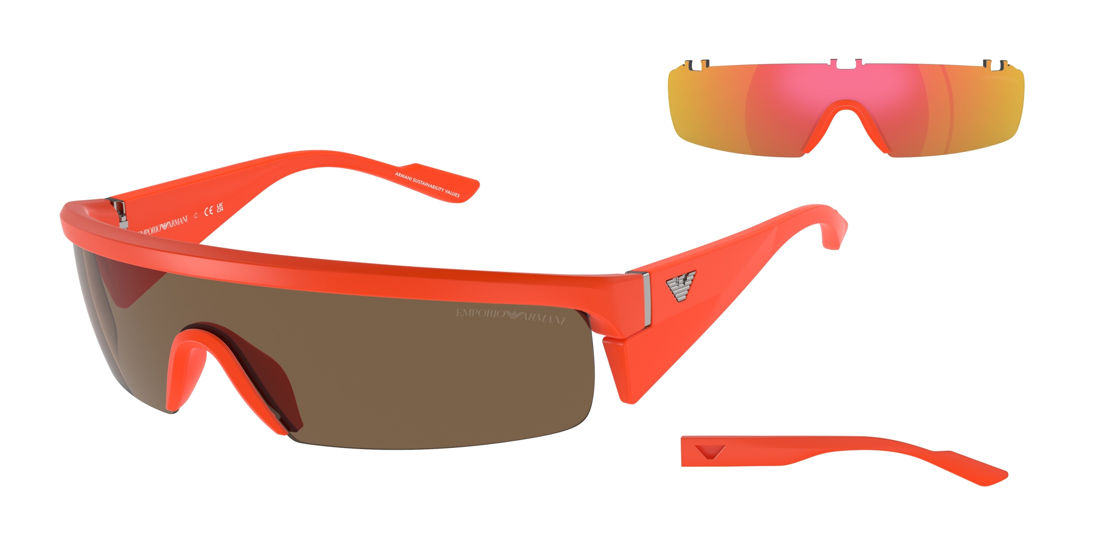 Emporio Armani EA4204U Rectangle Sunglasses  601473-Matte Orange 36-125-136 - Color Map Orange