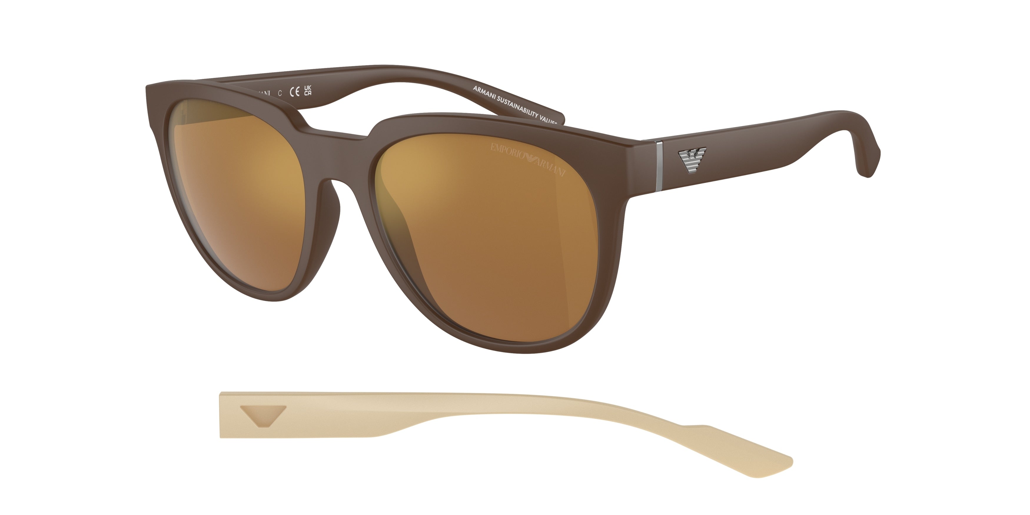 Emporio Armani EA4205 Phantos Sunglasses  52606H-Matte Brown 55-145-19 - Color Map Brown