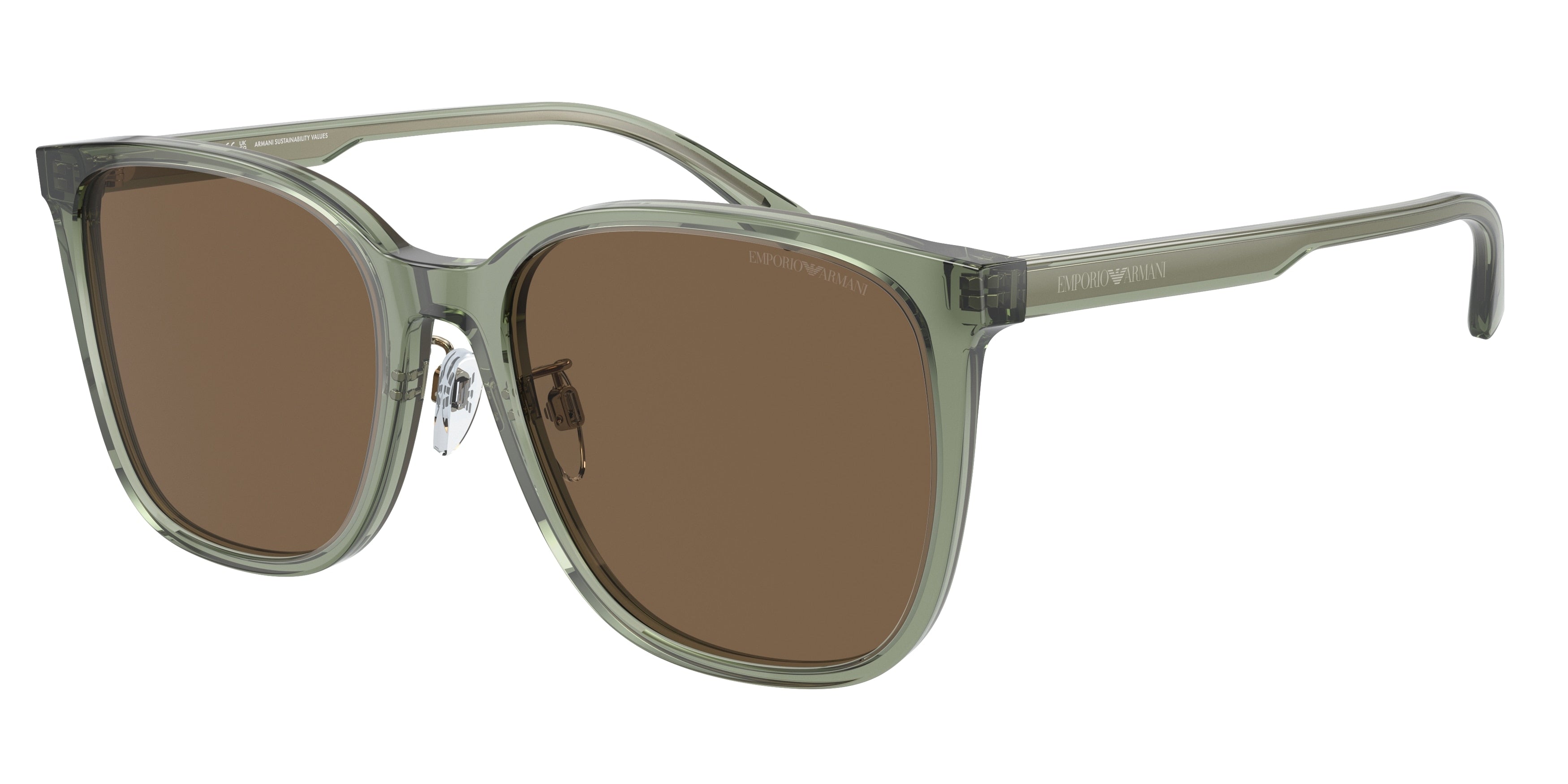 Emporio Armani EA4206D Pillow Sunglasses  536273-Transparent Green 57-145-19 - Color Map Green