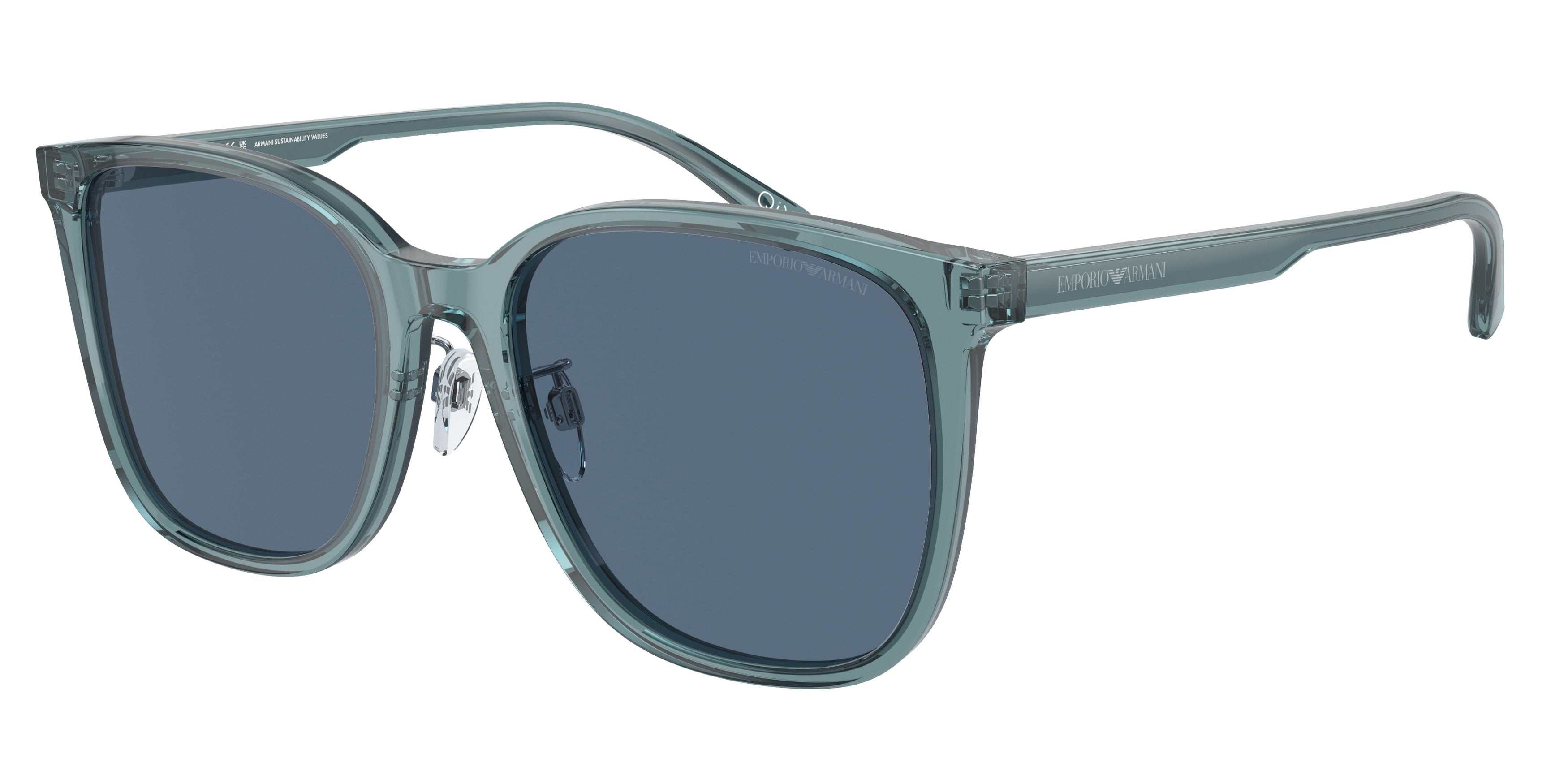 Emporio Armani EA4206D Pillow Sunglasses  593480-Shiny Transparent Blue 57-145-19 - Color Map Blue