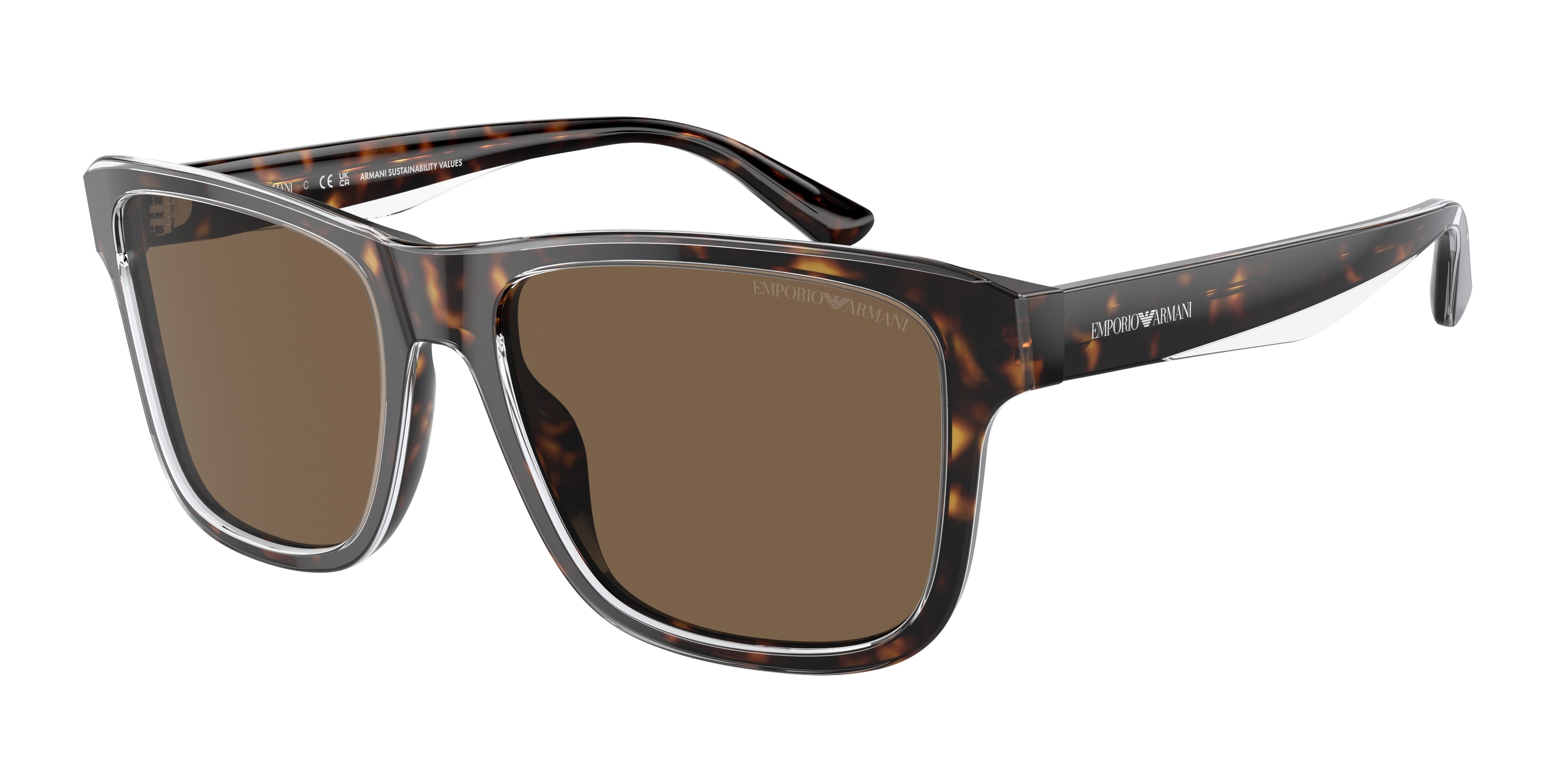 Emporio Armani EA4208F Pillow Sunglasses  605273-Shiny Havana/Top Crystal 57-145-18 - Color Map Tortoise