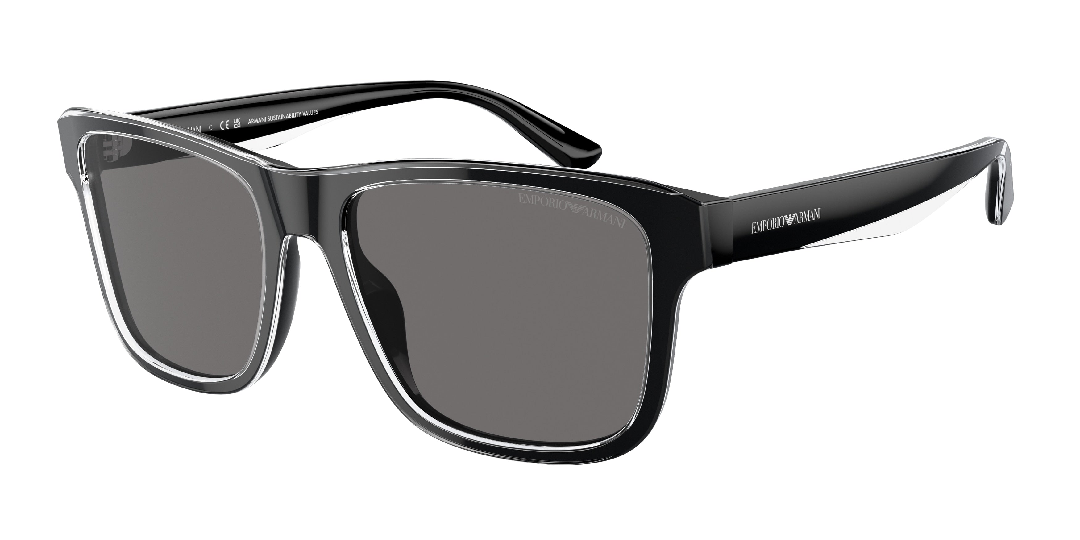 Emporio Armani EA4208 Pillow Sunglasses  605187-Shiny Black/Top Crystal 56-145-18 - Color Map Black